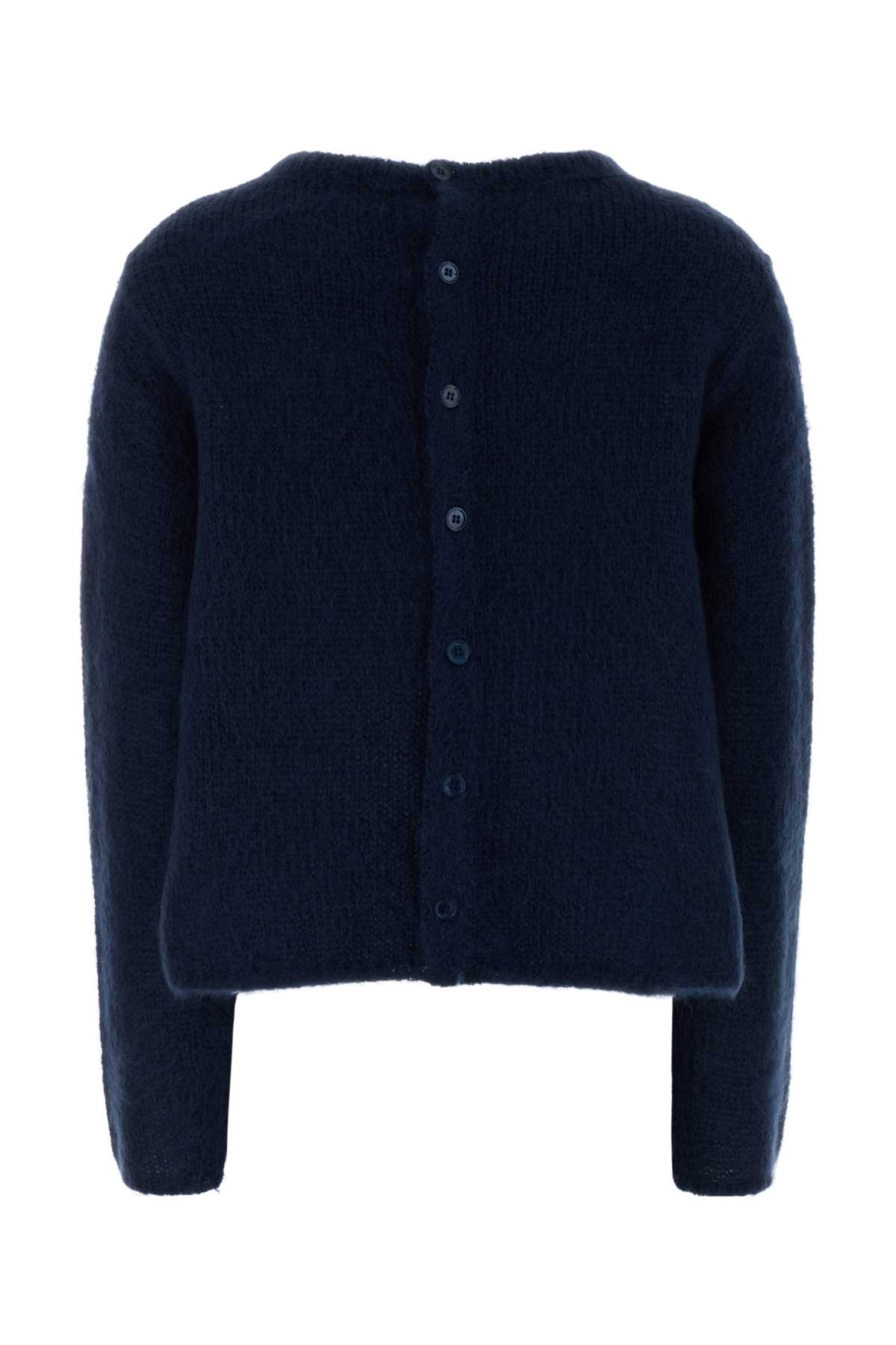 Loewe Stretch Mohair Blend Cardigan With Long Sleeves In Blue