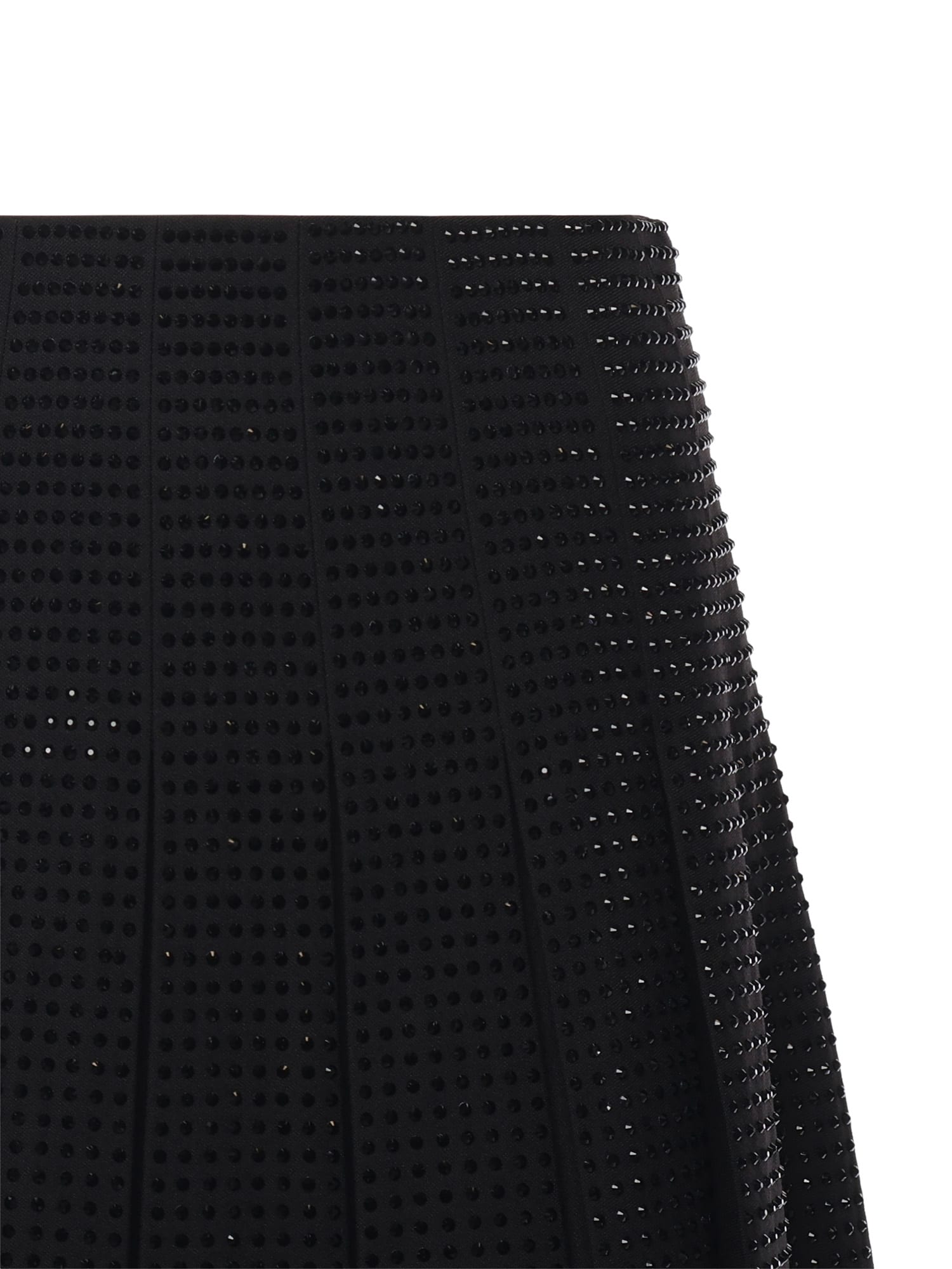 Pinko Mini Skirt With Rhinestones In Black