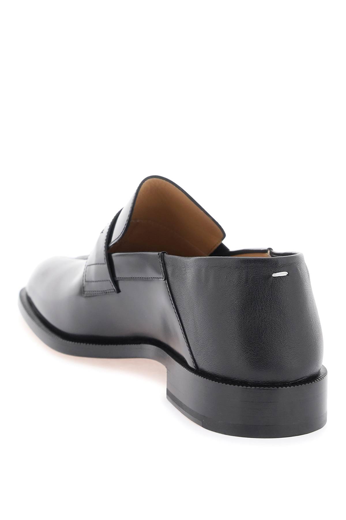 Maison Margiela Brushed Leather Tabi Loafers In Black