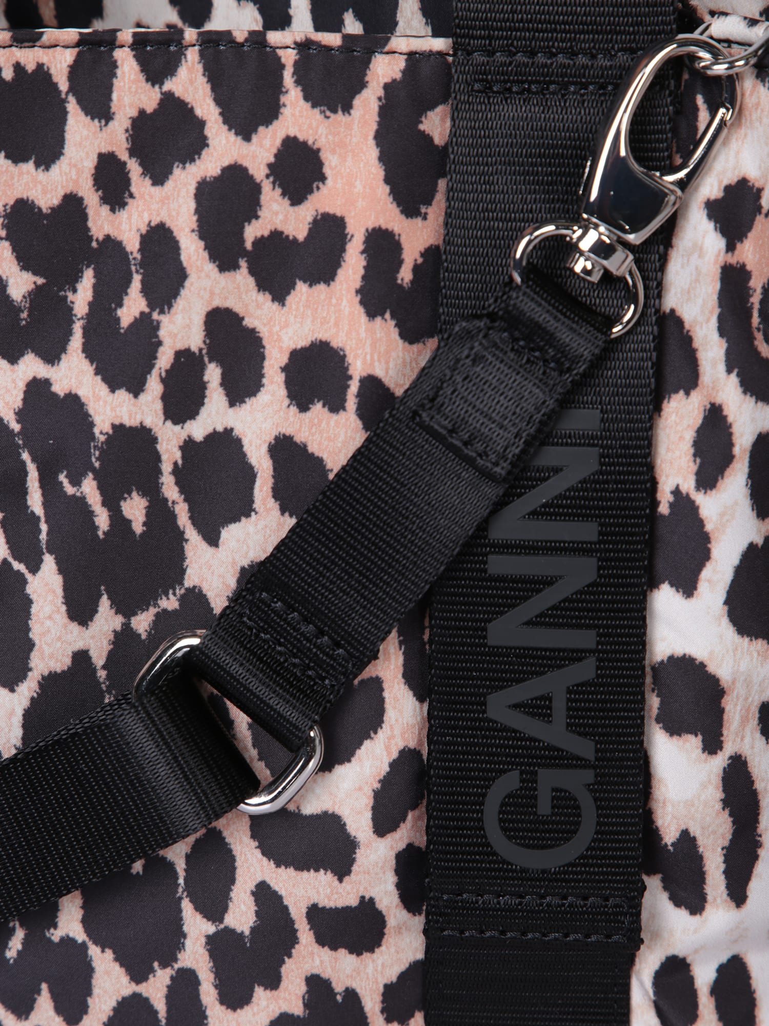 Shop Ganni Leopard Small Tote Bag In Multi