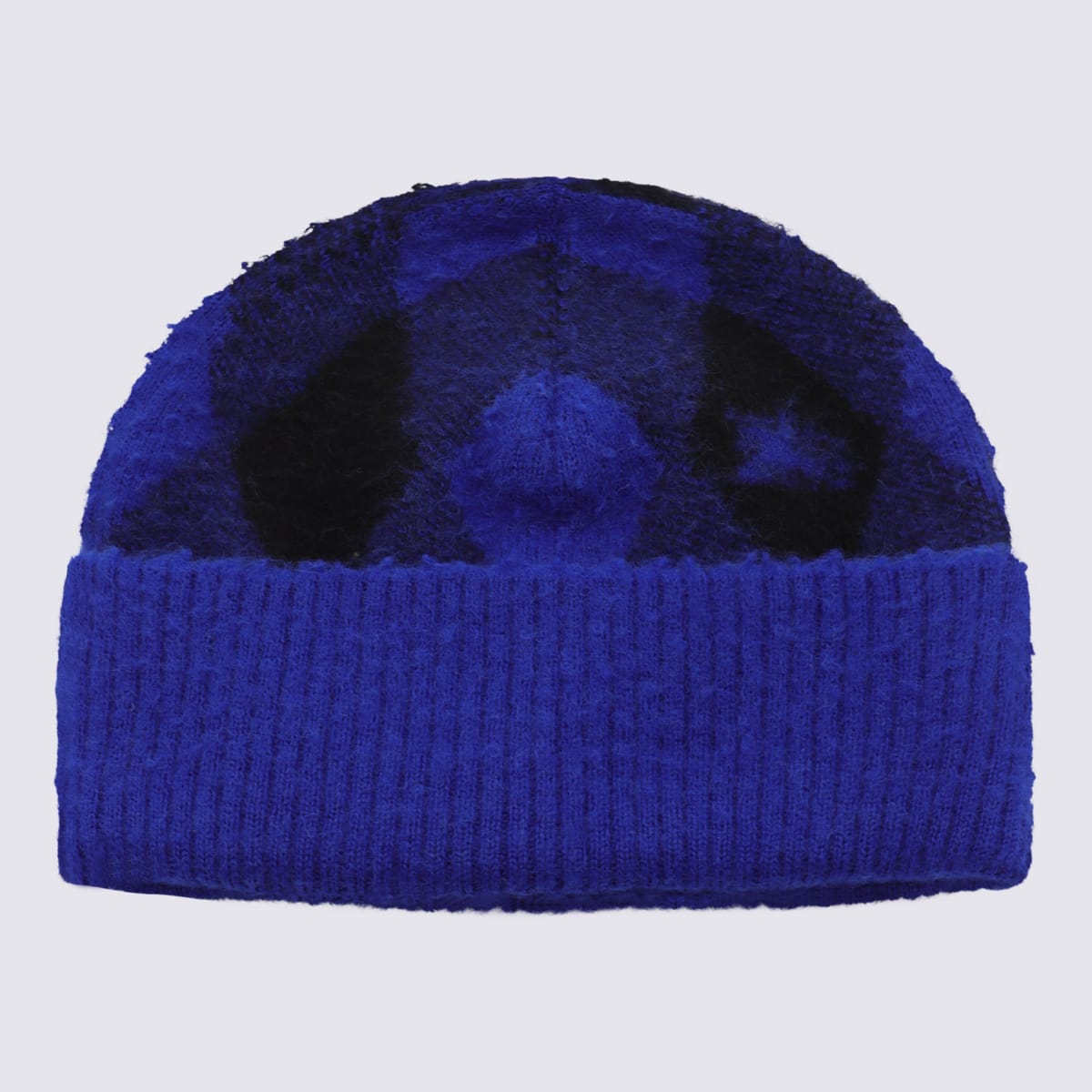 Shop Burberry Blue And Black Wool Hat In Knight/black