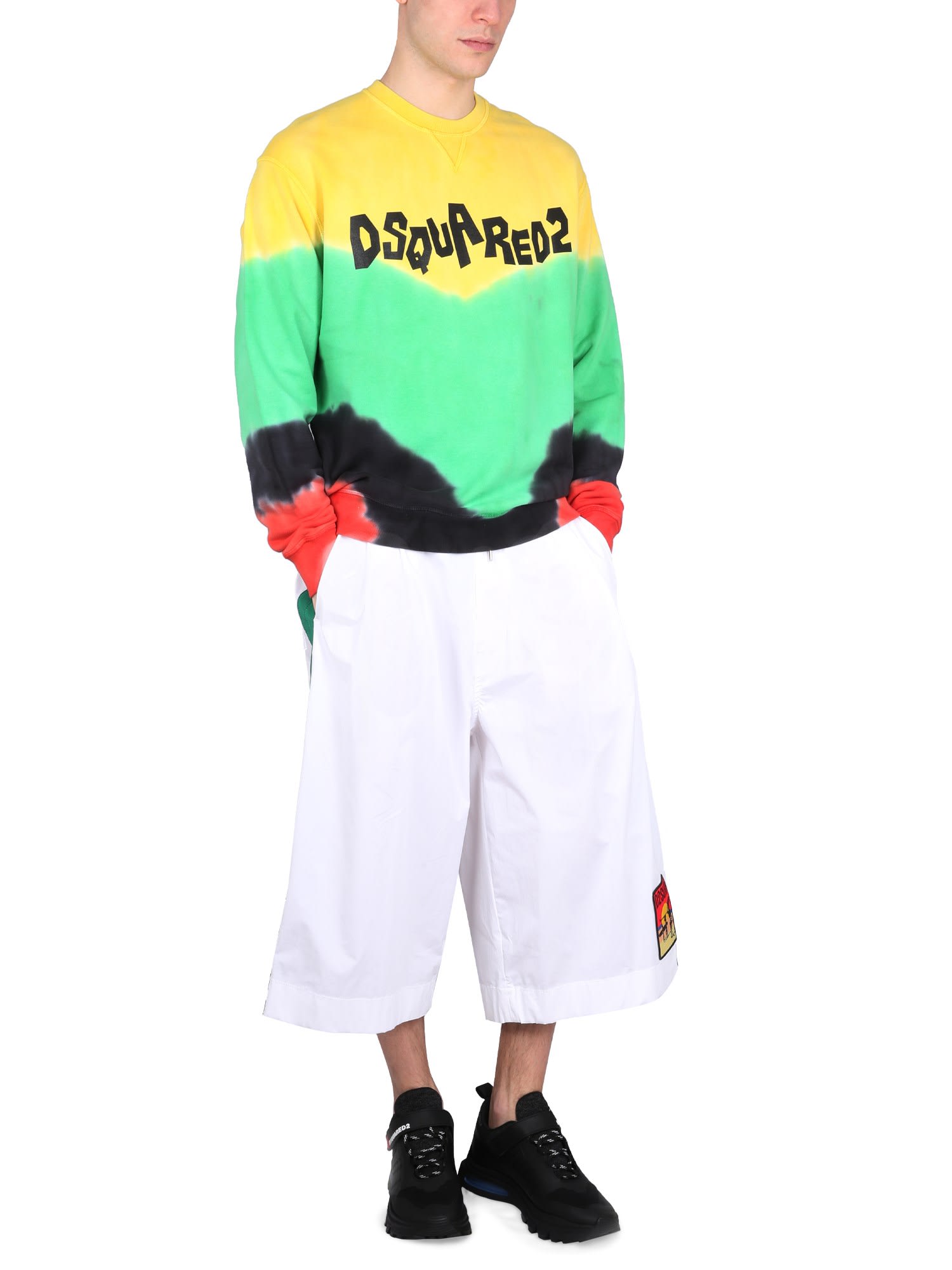 Shop Dsquared2 Tie-dye Crew-neck Sweatshirt With Logo Print In Multicolore