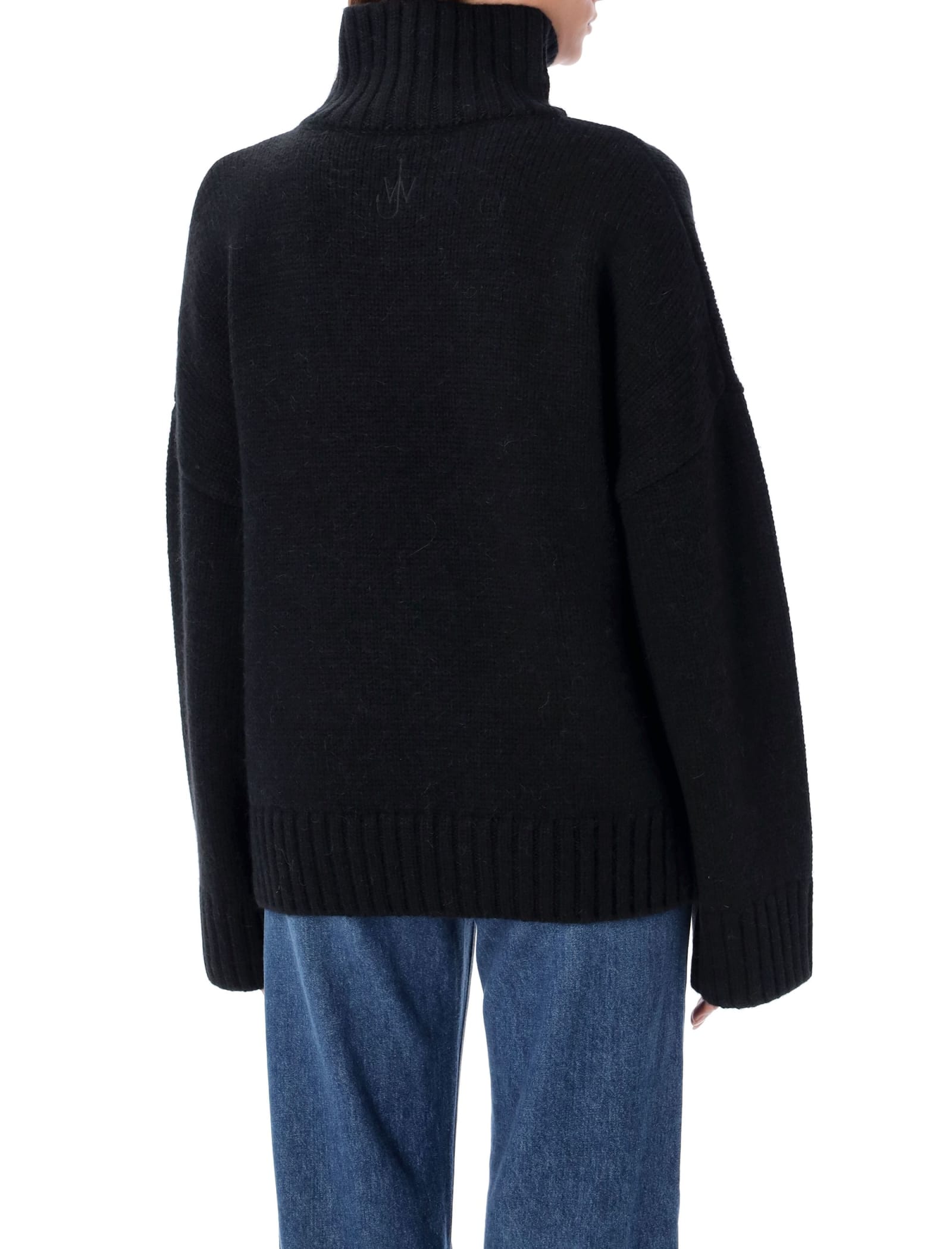 Shop Jw Anderson Leather Patch Pocket High Neck In Black