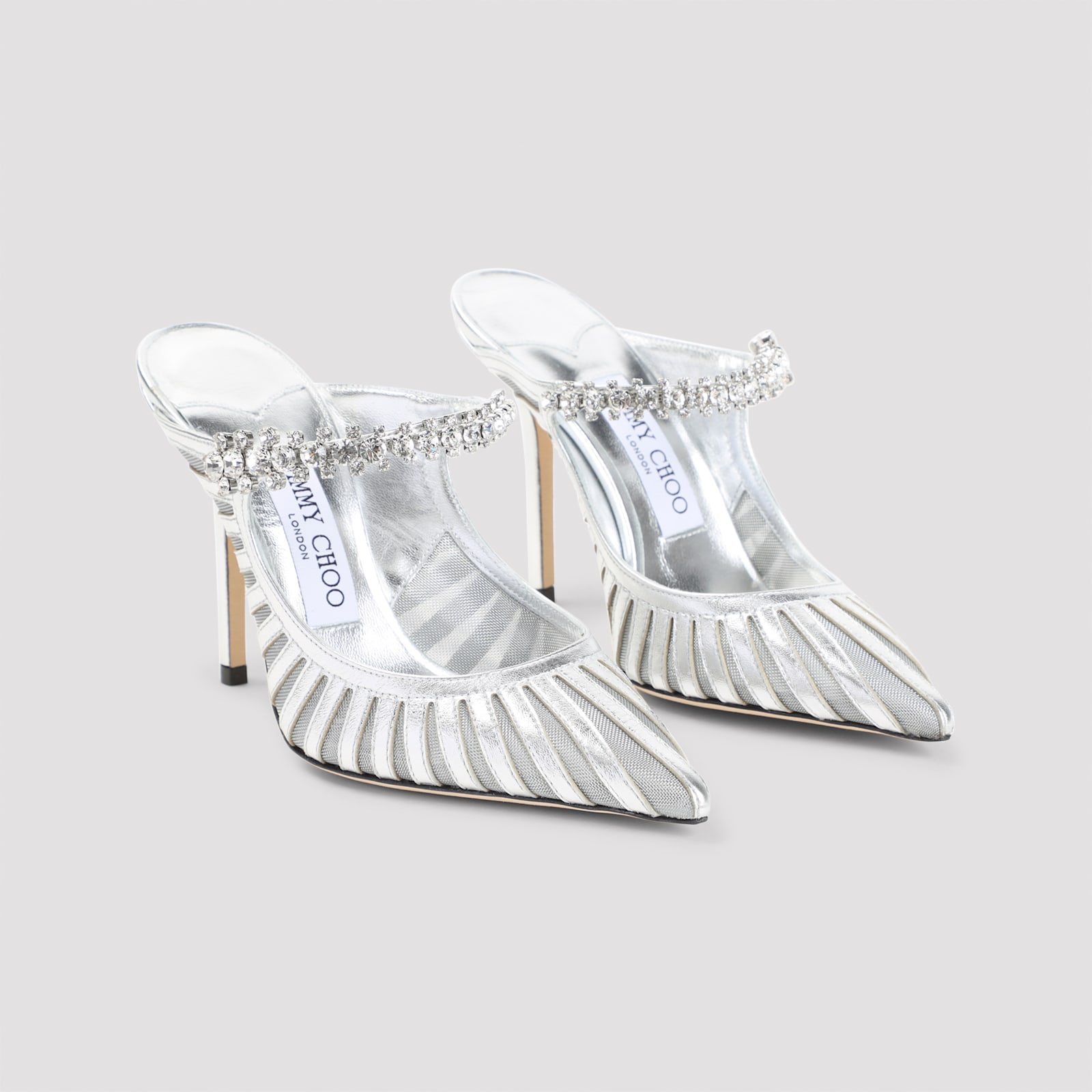 Jimmy Choo 100mm Bing Crystal-embellished Mules In White