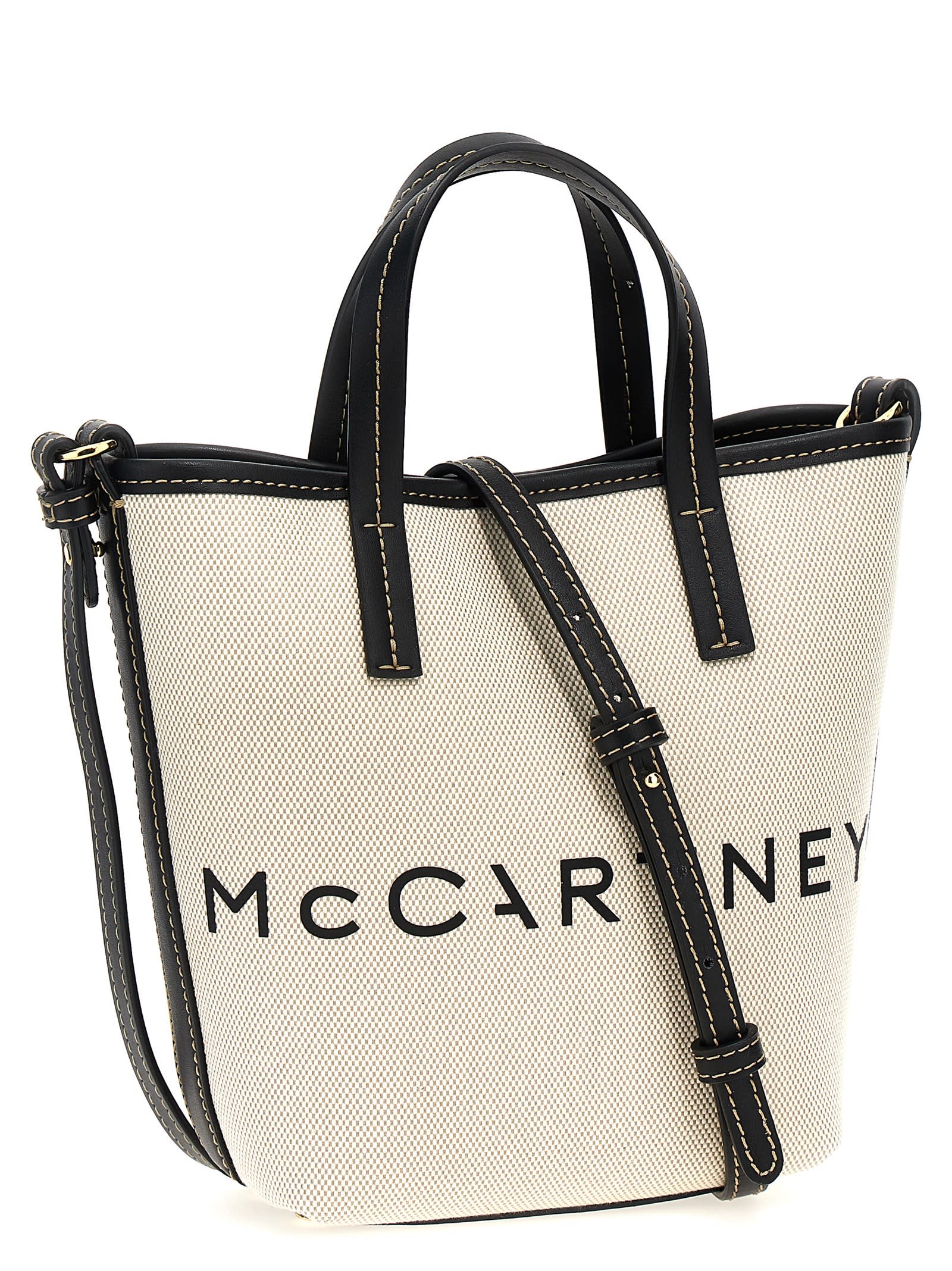 Stella Mccartney Logo Shopping Bag In Beige