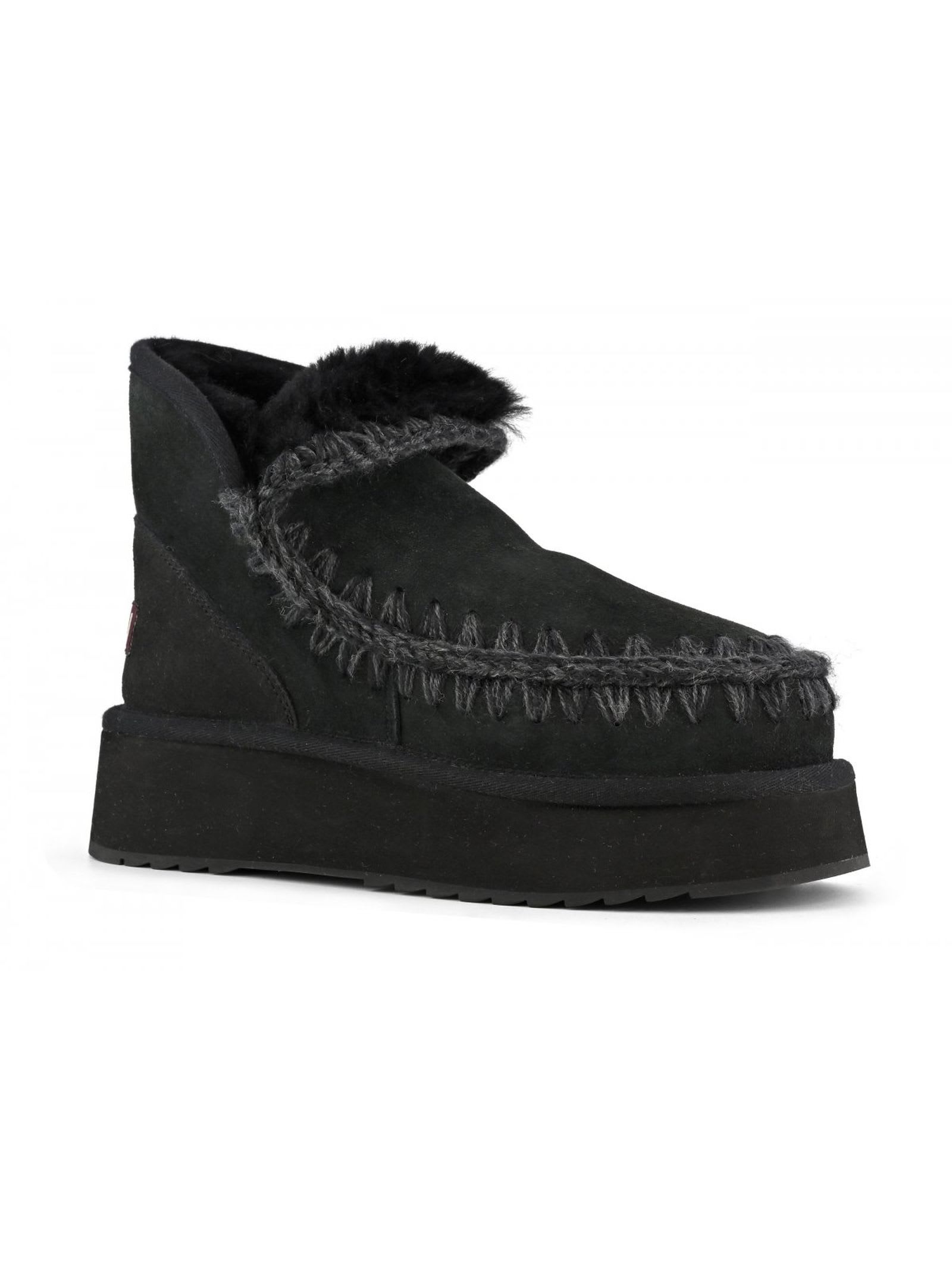 Shop Mou Mini Eskimo Platform Boot In Black Suede