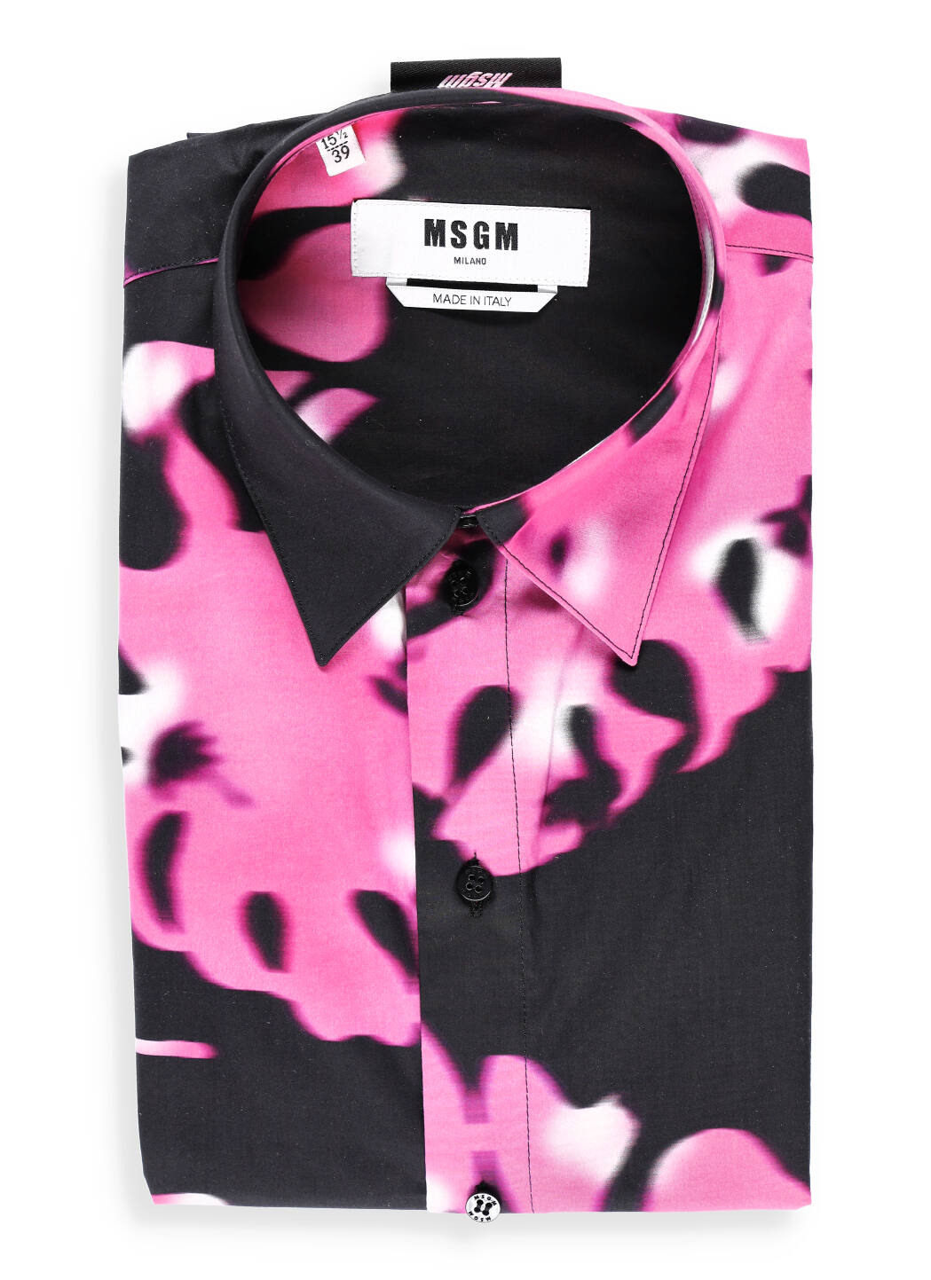 Msgm Bicolor Print Shirt In Black/pink