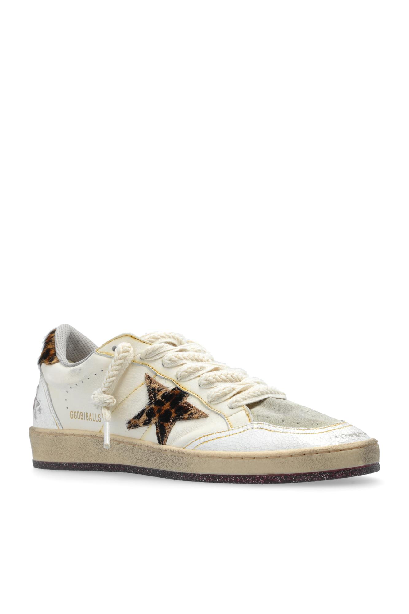 Shop Golden Goose Sneakers Ball Star In Wht Beige Leo