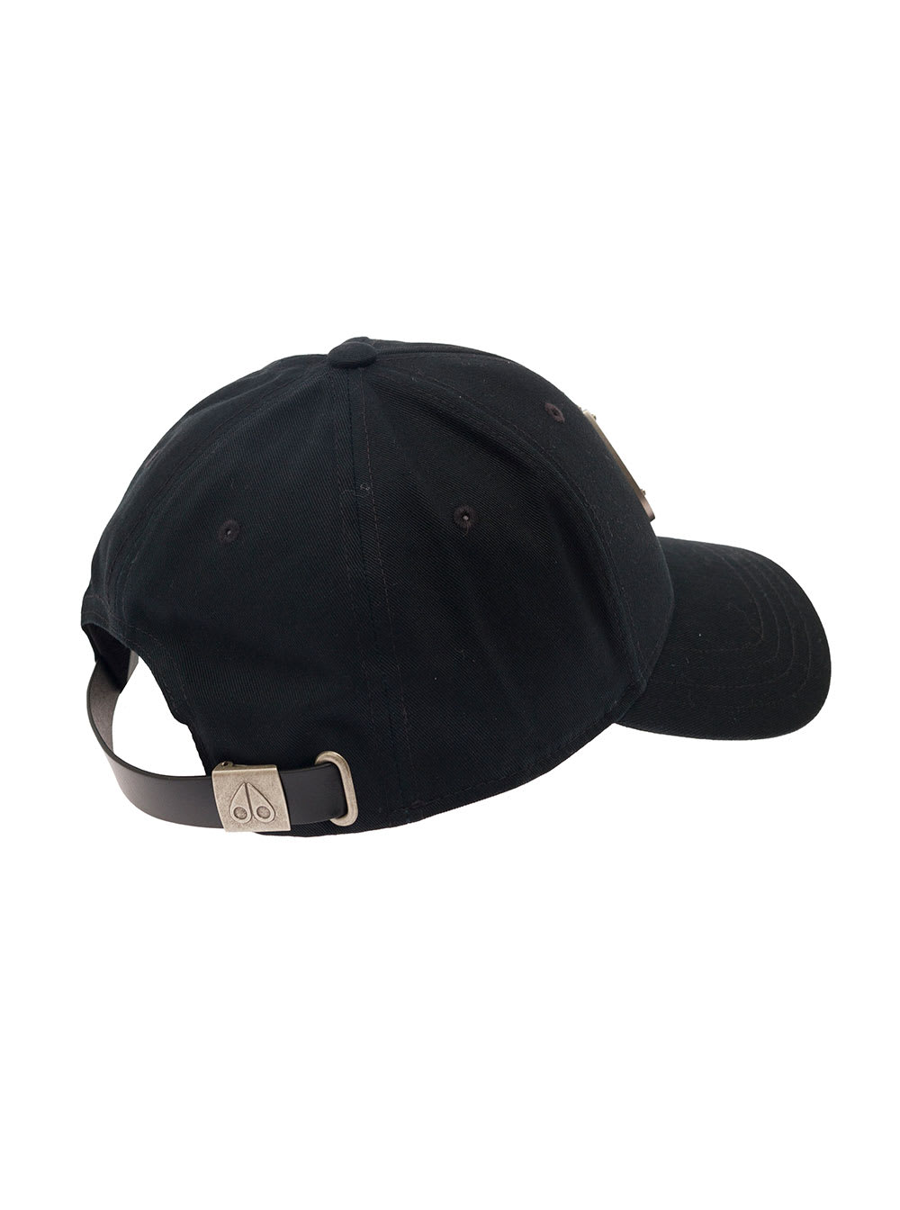 Shop Moose Knuckles Black Baseball Cap With Metal Logo Patch In Cotton Man