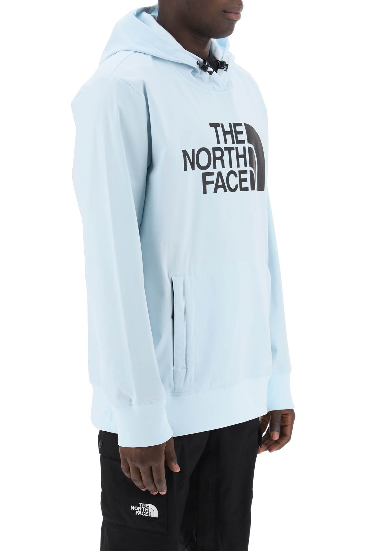 Shop The North Face Techno Hoodie With Logo Print In Icecap Blue (light Blue)