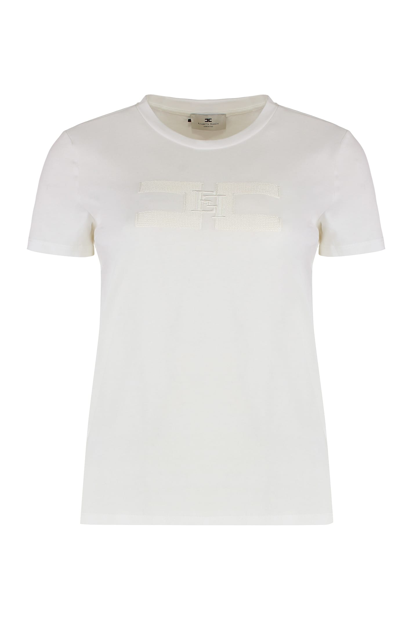 Elisabetta Franchi Cotton Crew-neck T-shirt In White