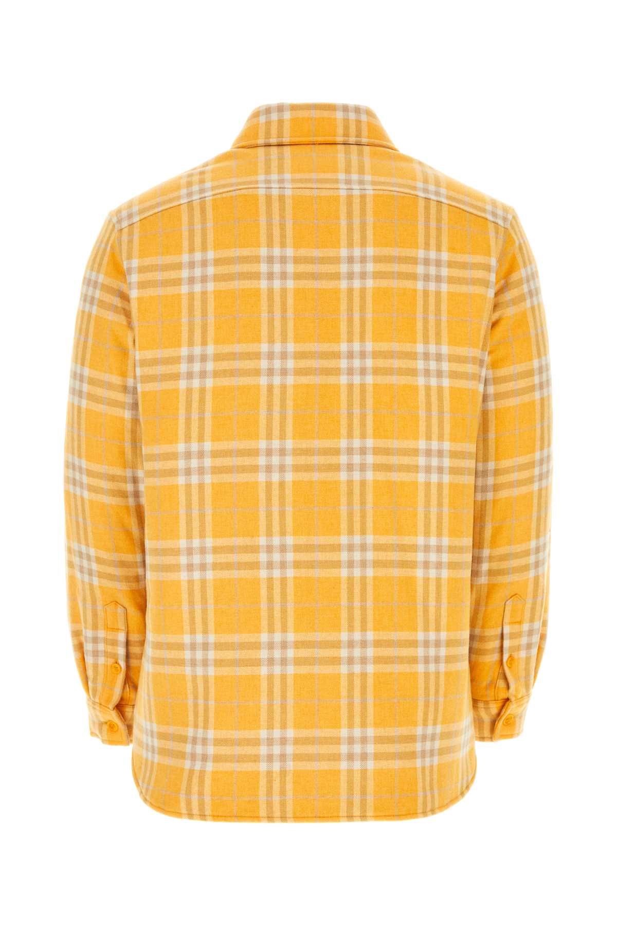 Burberry Embroidered Flannel Oversize Shirt In Marigoldipcheck