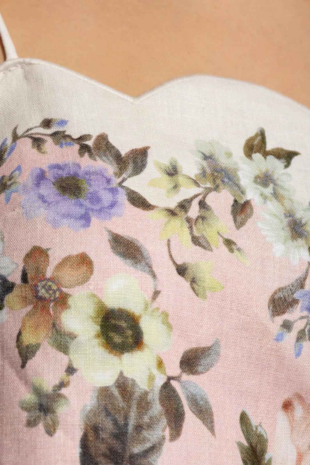 Shop Zimmermann Acacia Scallop Mini Dress In Neutrals/pink