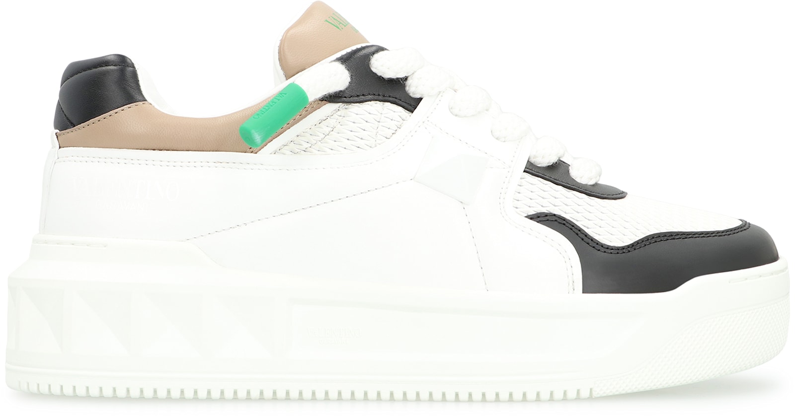 Valentino Stud Xl Low-top Sneakers With Contrasting Panels In White