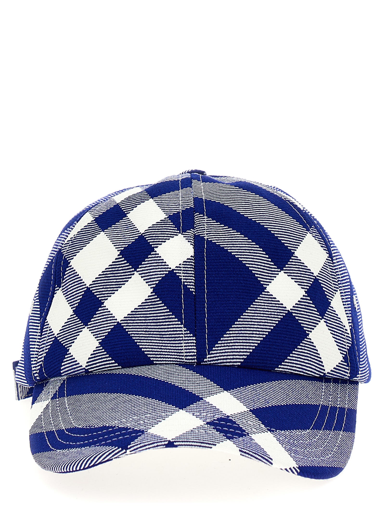 Burberry Check Cap In Blue