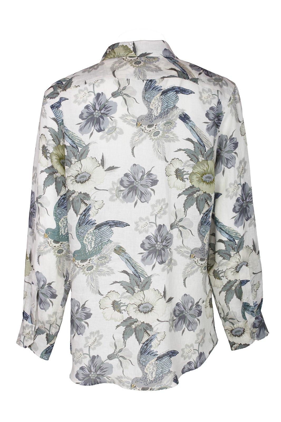 Shop Etro Allover Floral Print Long-sleeved Shirt