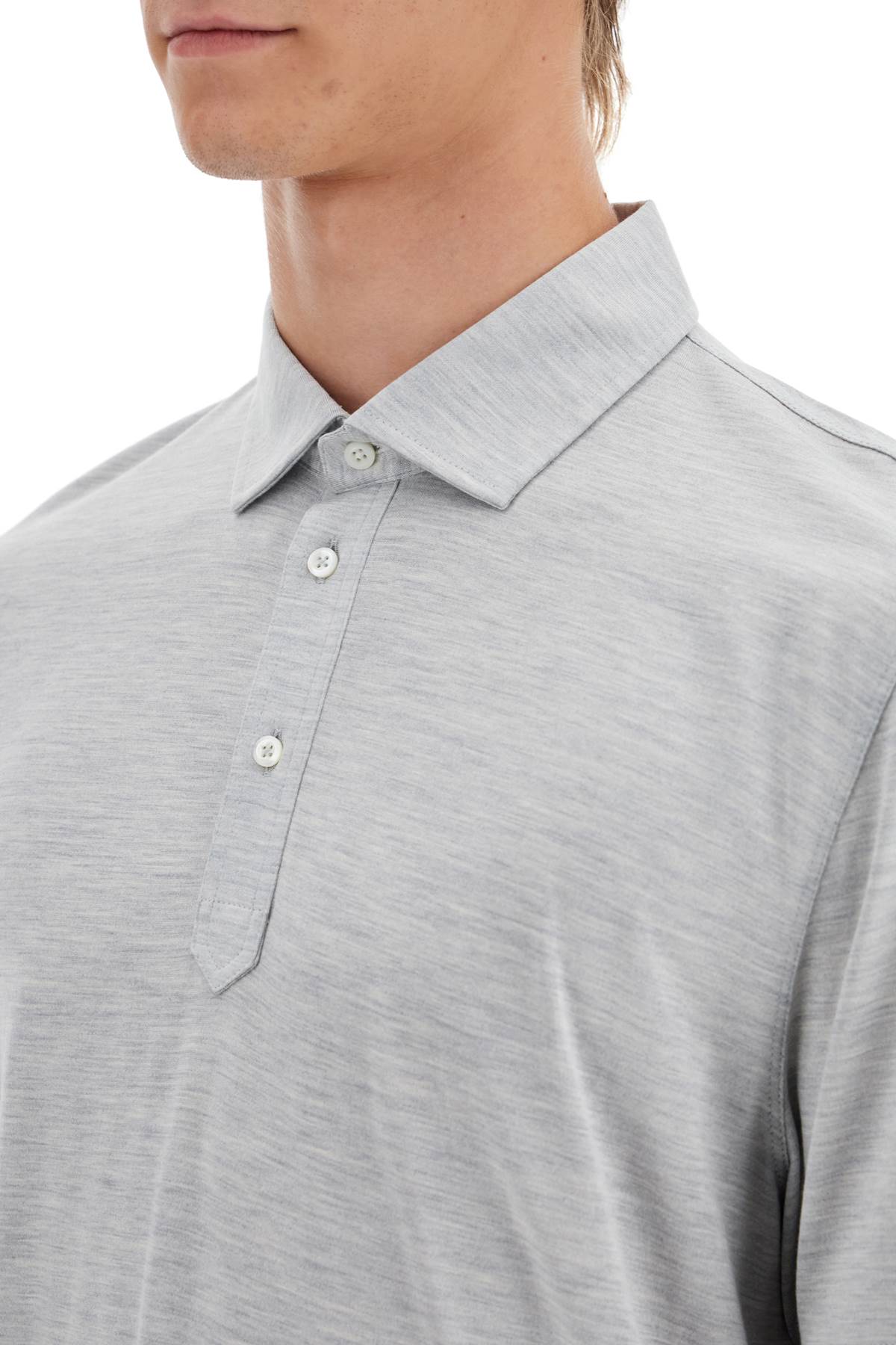 Shop Brunello Cucinelli Silk And Cotton Polo Shirt With Double Edges In Perla+off White (grey)