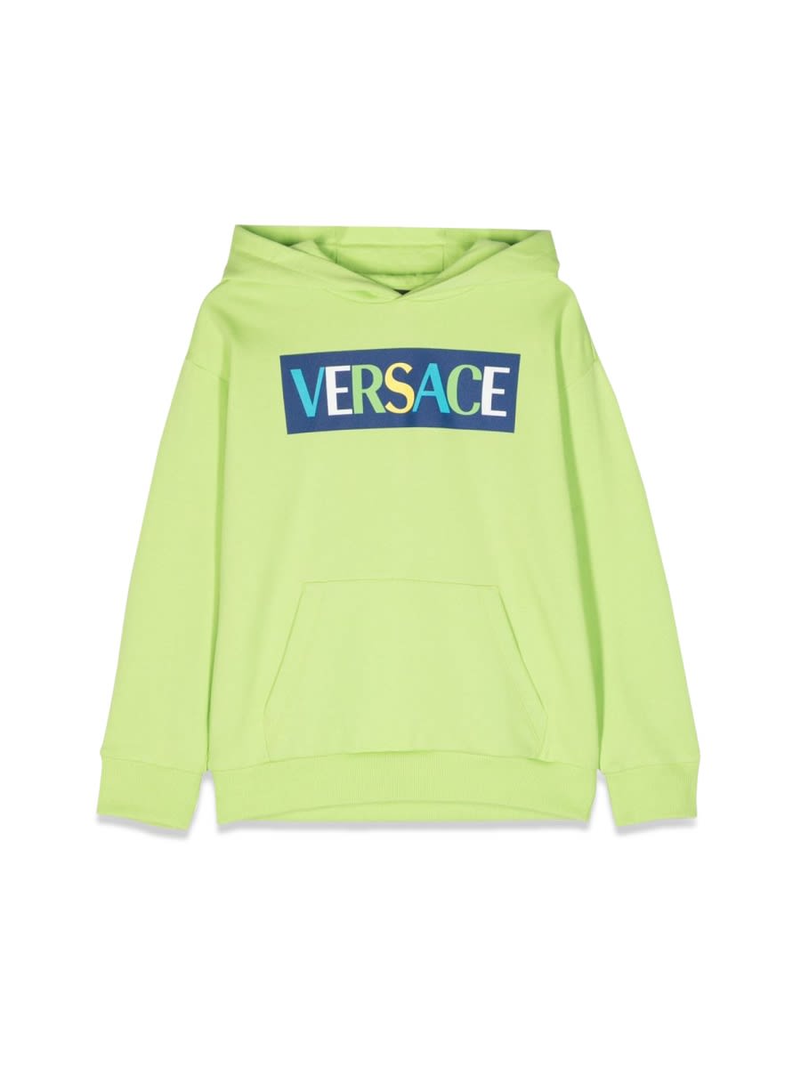 Shop Versace Logo Hoodie In Green