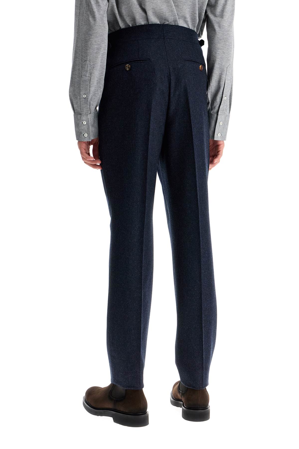 Shop Brunello Cucinelli Tailored Fit Flannel Pants In Buio (blue)