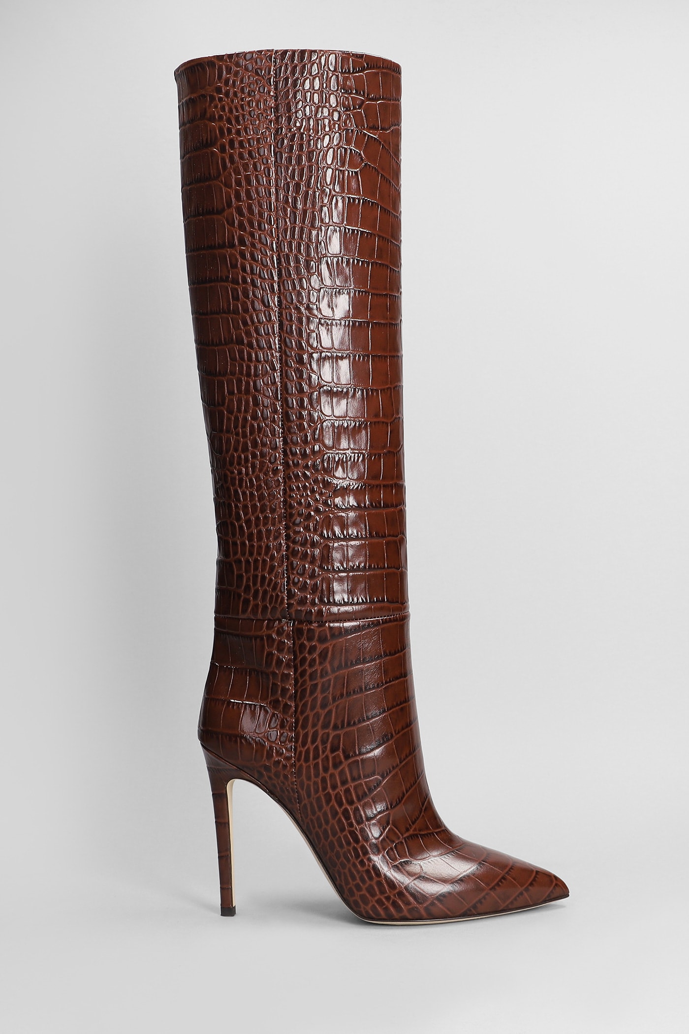 High Heels Boots In Brown Leather