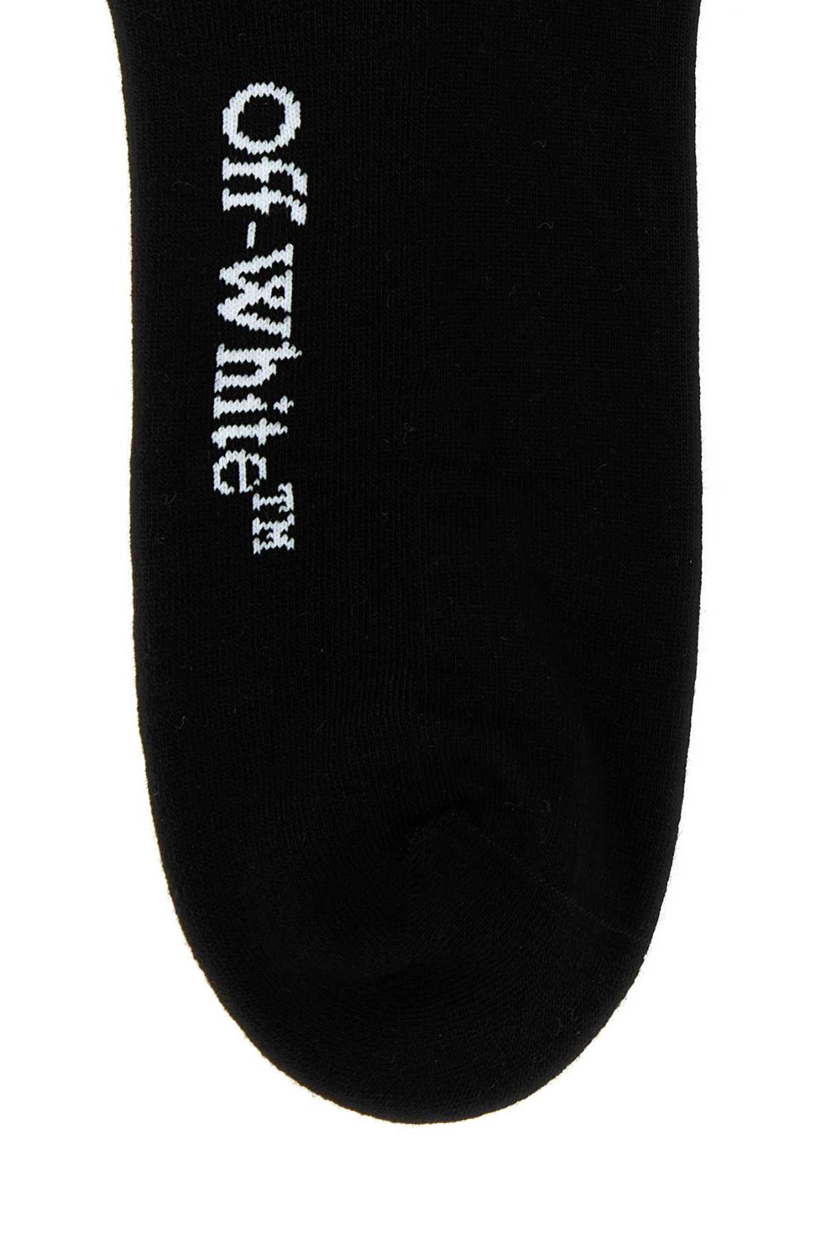 Shop Off-white Black Stretch Cotton Blend Socks In 1001