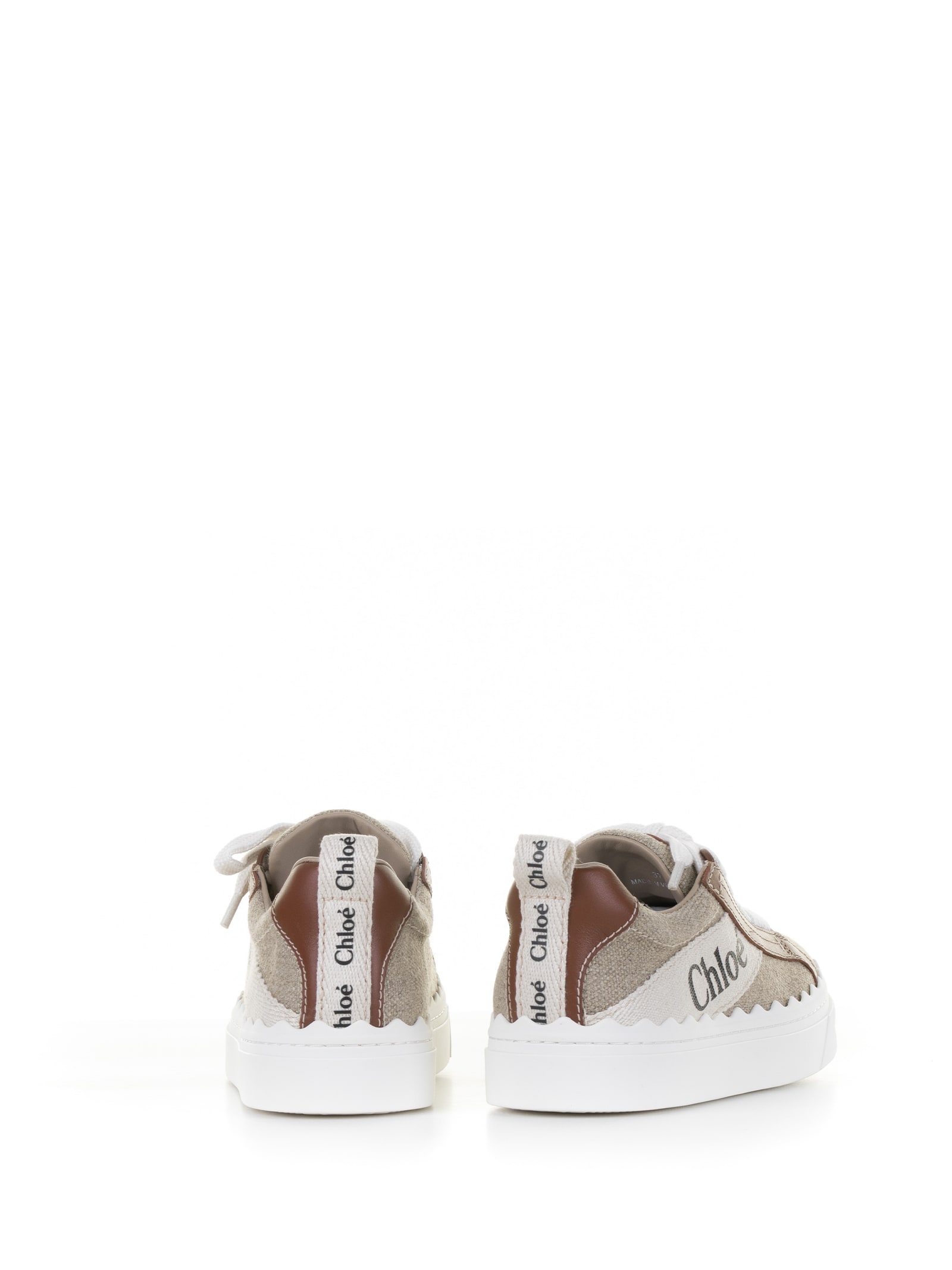 Shop Chloé Lauren Sneakers Woody Line In White Brown