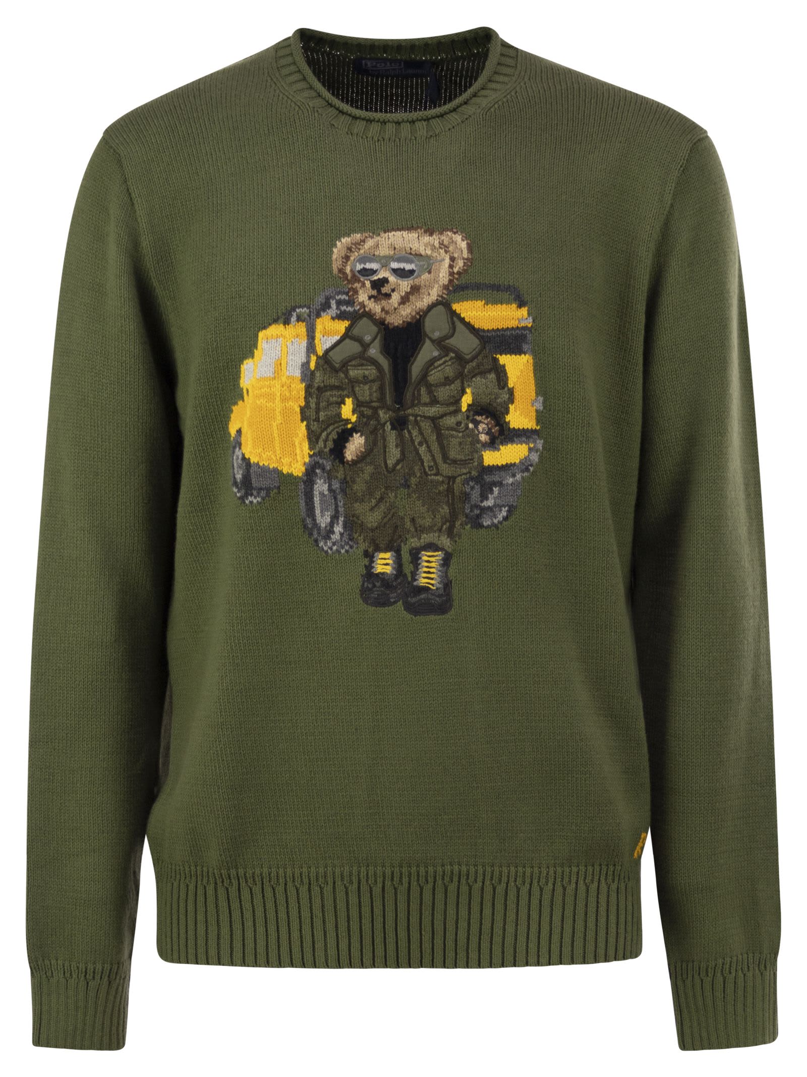 Ralph Lauren Polo Bear Crewneck Sweater In Green