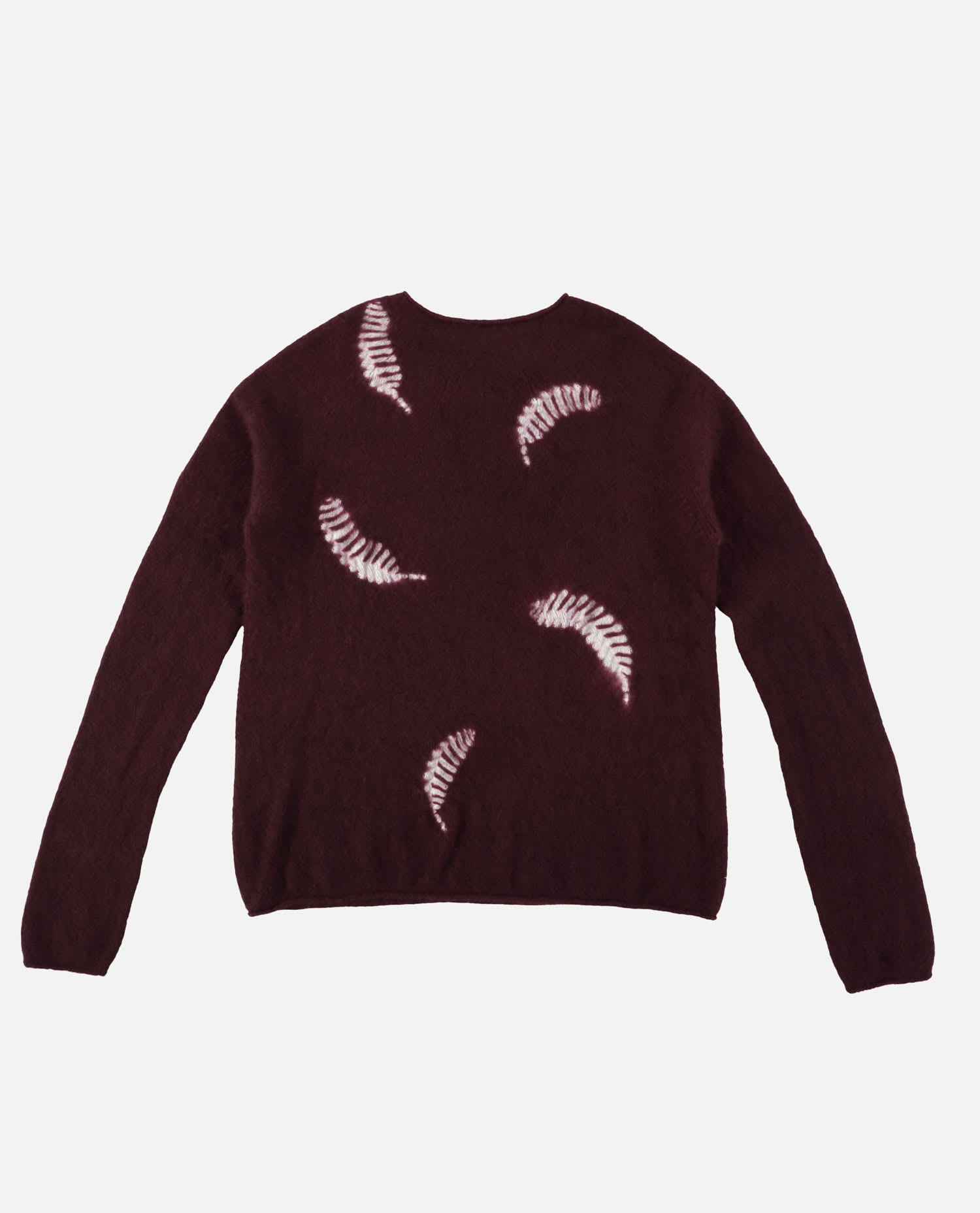 Suzusan Feather-pattern Crewneck Sweater In Burgundy