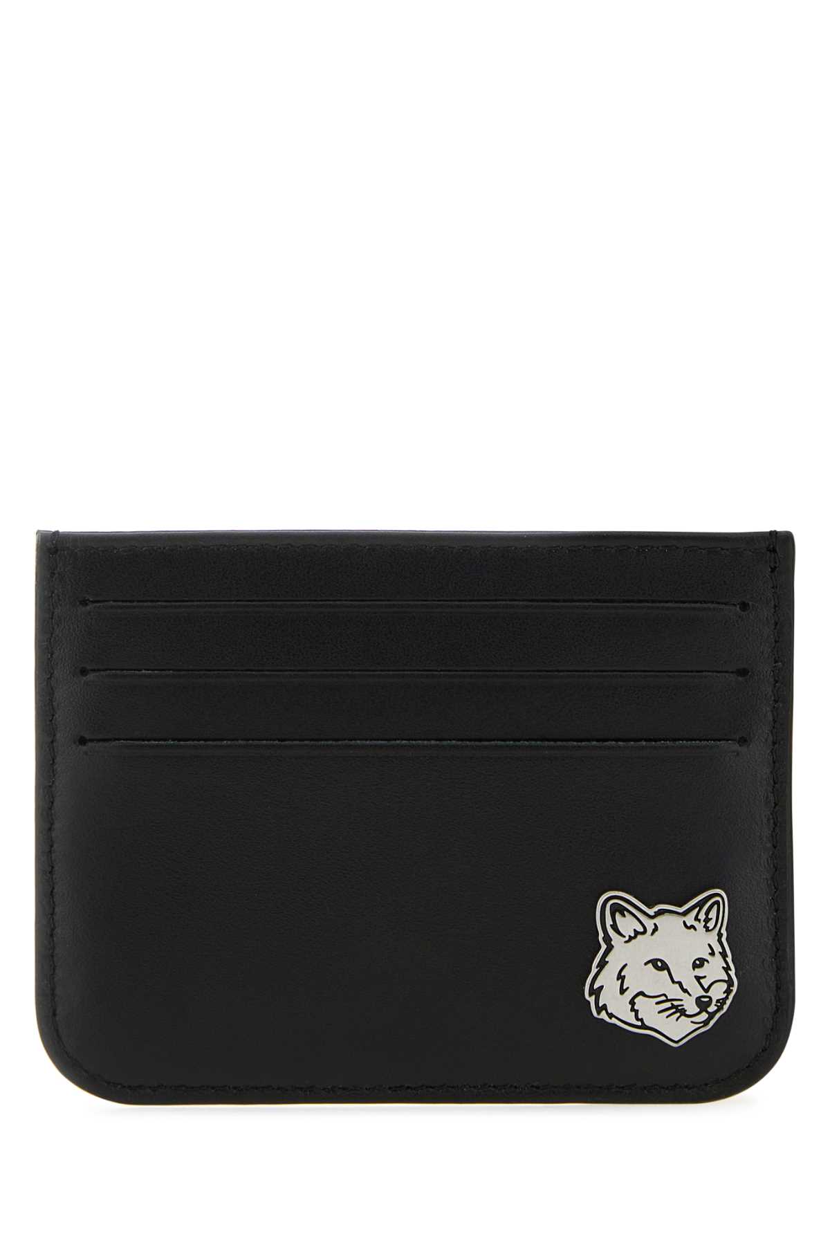 Shop Maison Kitsuné Black Leather Card Holder