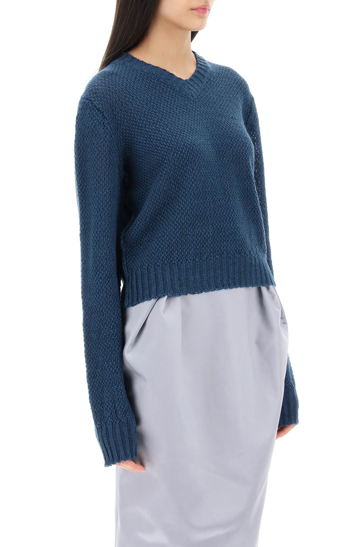 Maison Margiela Boucle Sweater True Hemp In Blue (blue)