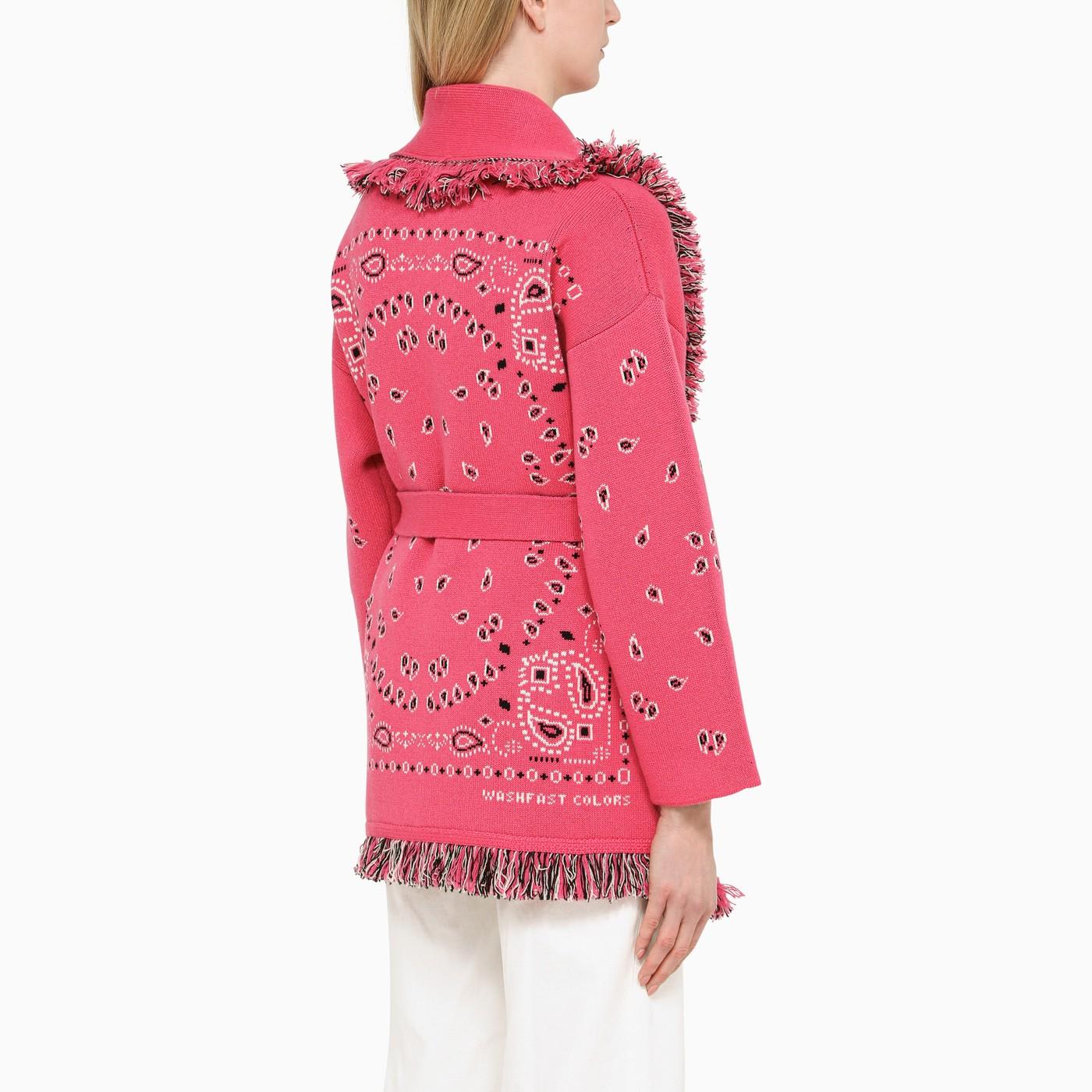 Shop Alanui Pink Paisley Pattern Cardigan In Rosa