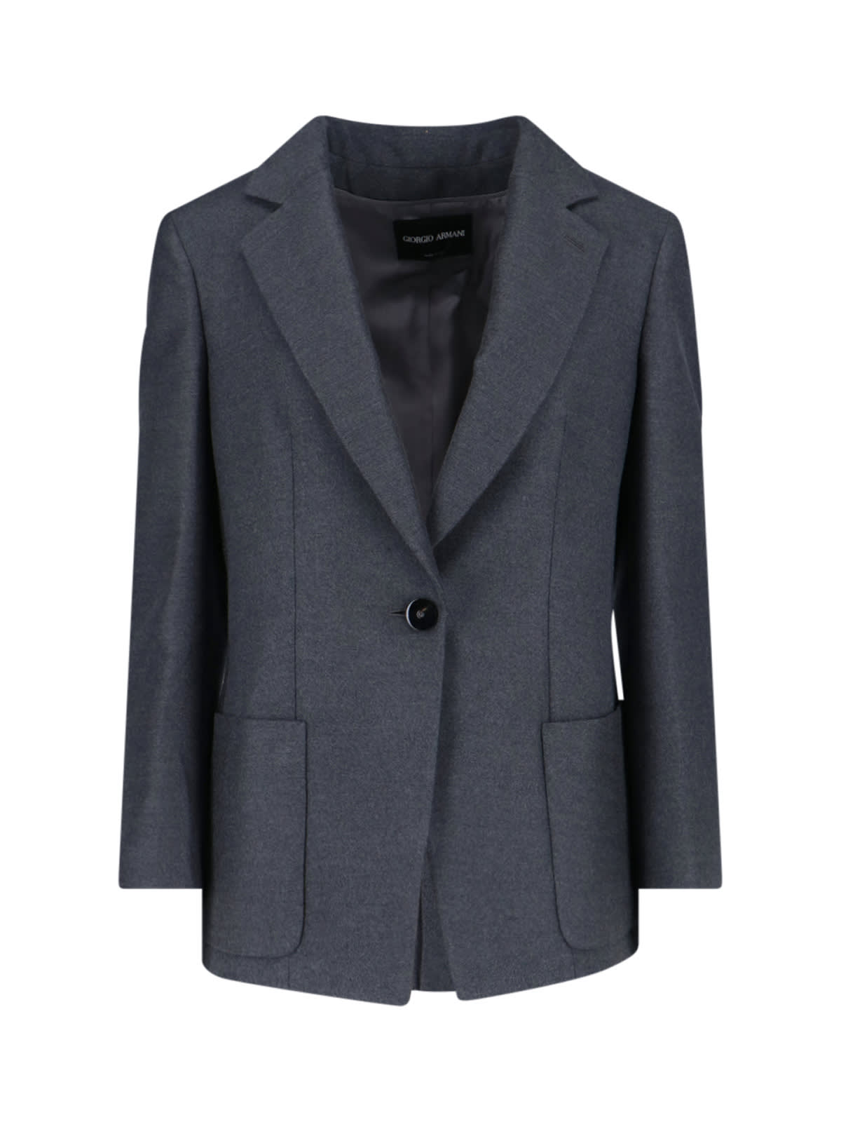 Giorgio Armani Single-breasted Silk Blazer In Blue