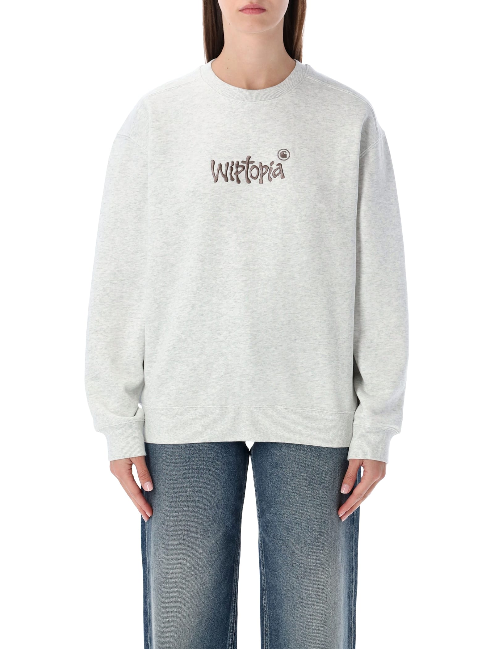 Carhartt Wip Grey W Wiptopia Script Sweatshirt In Gray