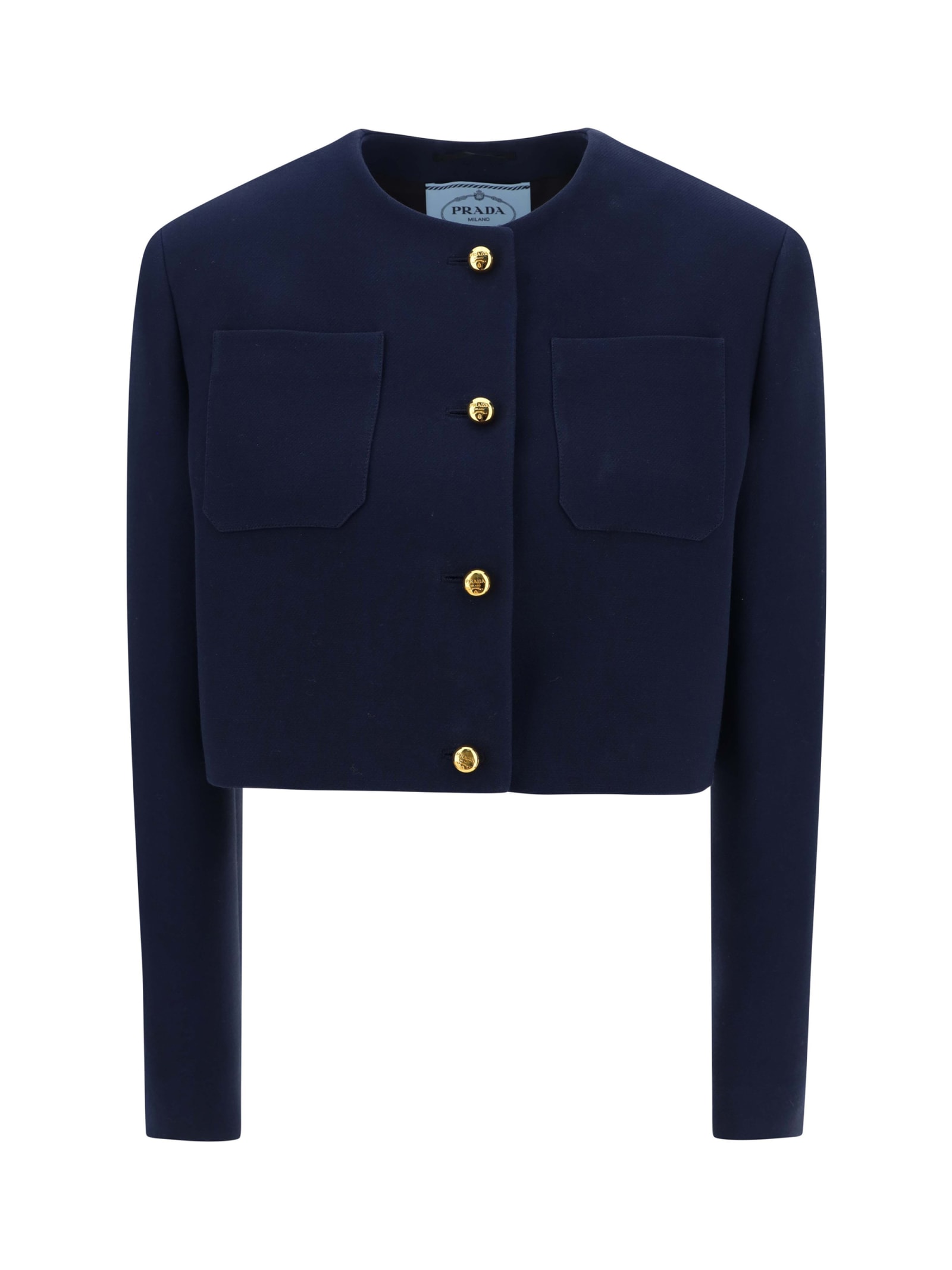Prada Womens Blue Single-breasted Tricotine-weave Wool Jacket In Blu