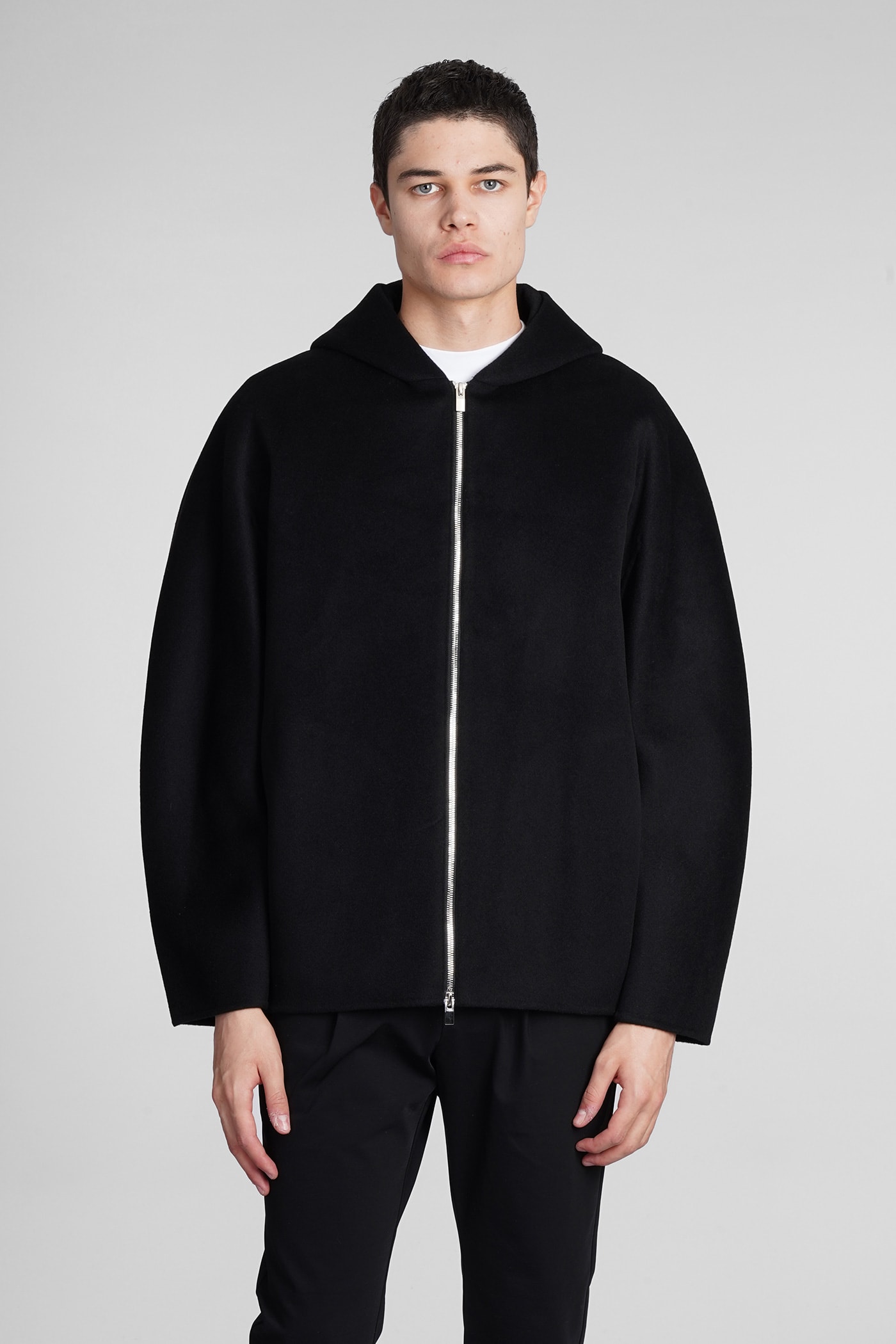 Attachment Coat In Black Wool