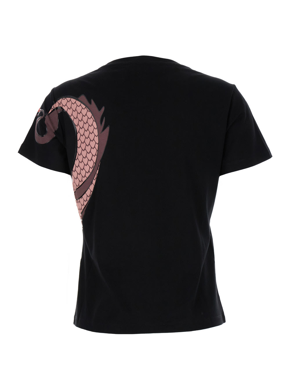 quentin Black T-shirt With Dragon Print In Cotton Woman Pinko