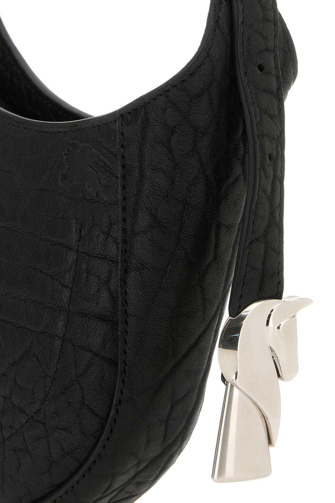 Burberry Mini Black Leather Chess Shoulder Handbag In Black