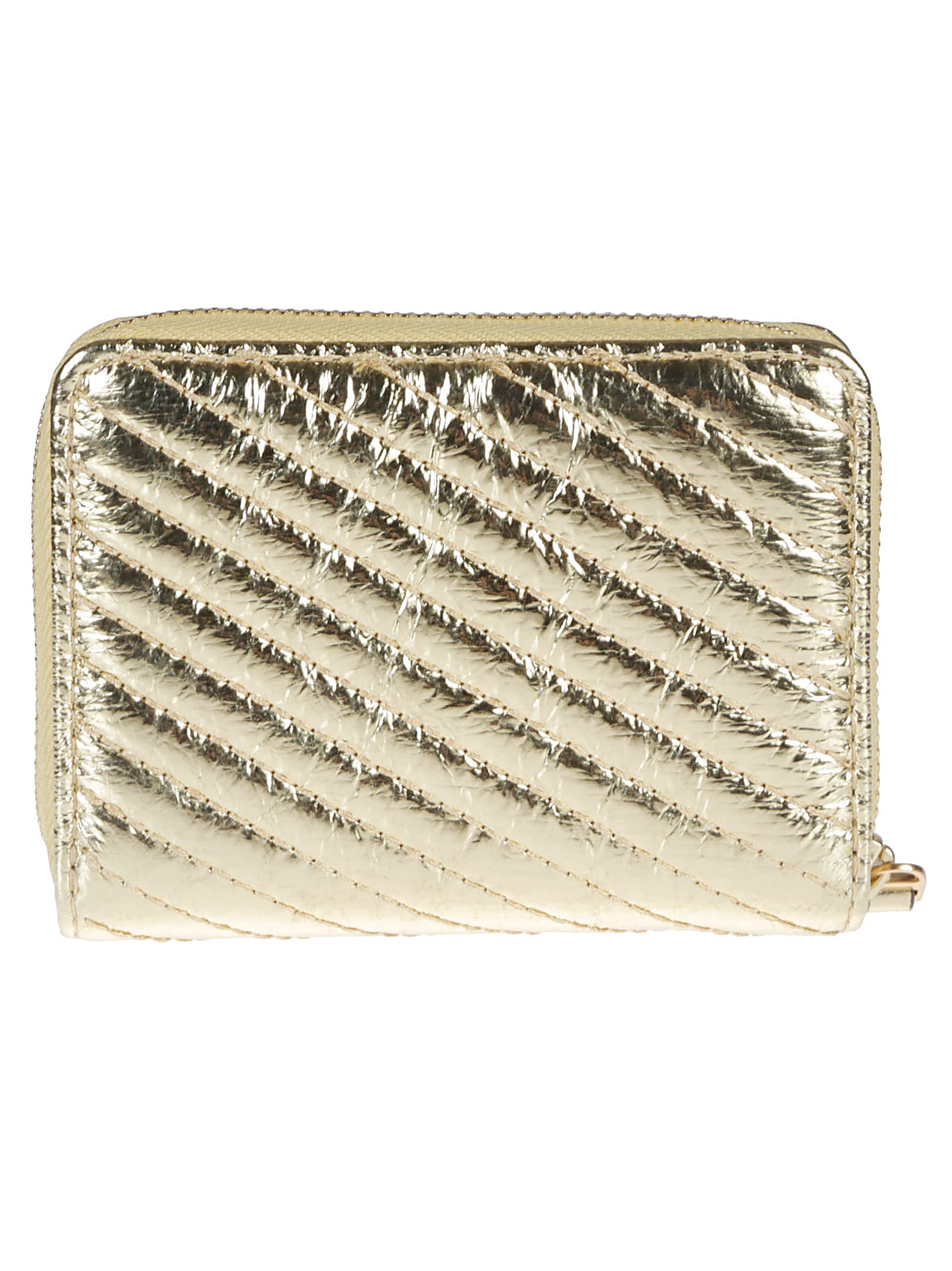 Tory Burch Small Kira Metallic Moto Bi-fold Wallet In Gold