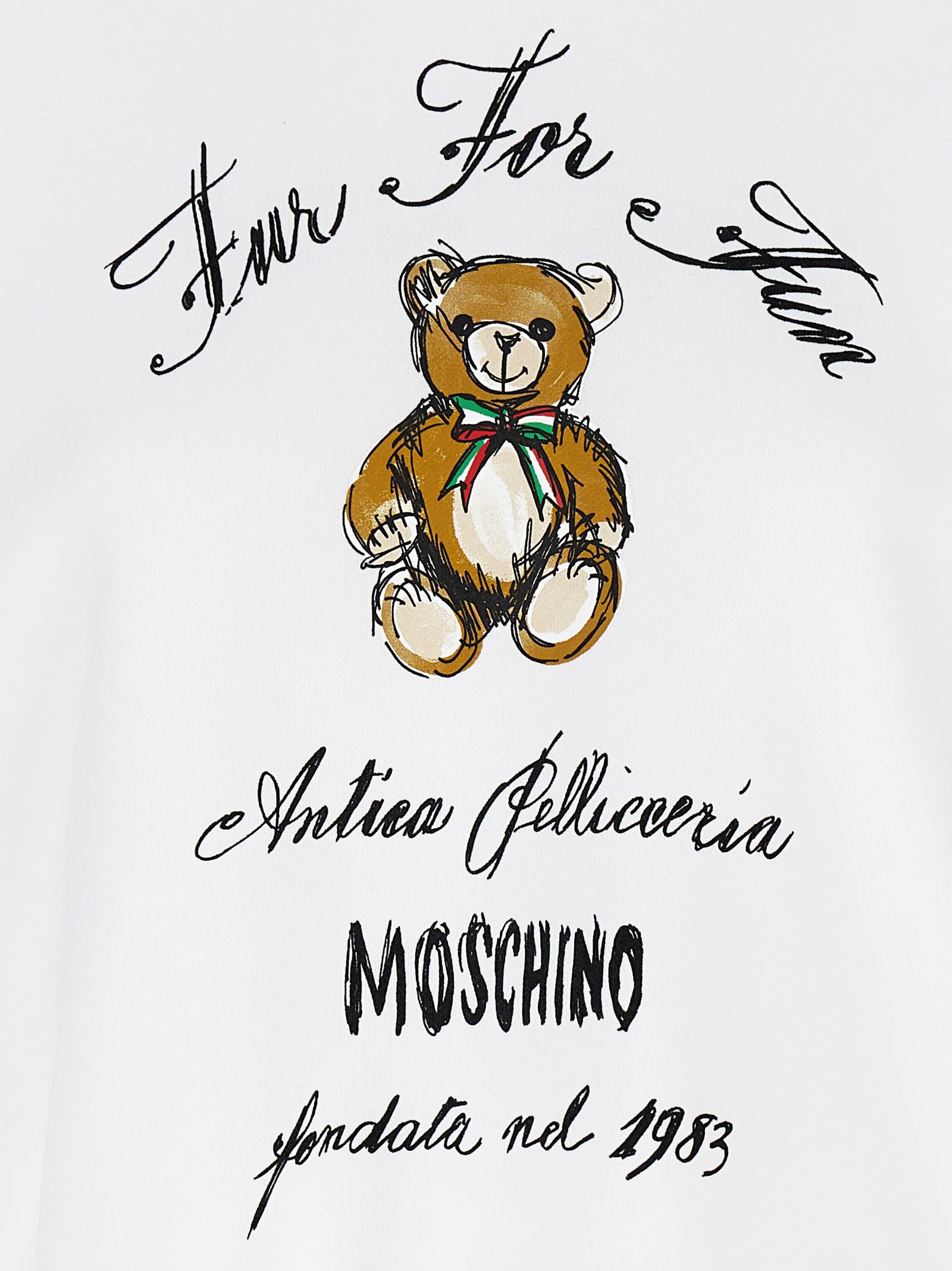 Shop Moschino Antica Pellicceria Cropped Hoodie In White