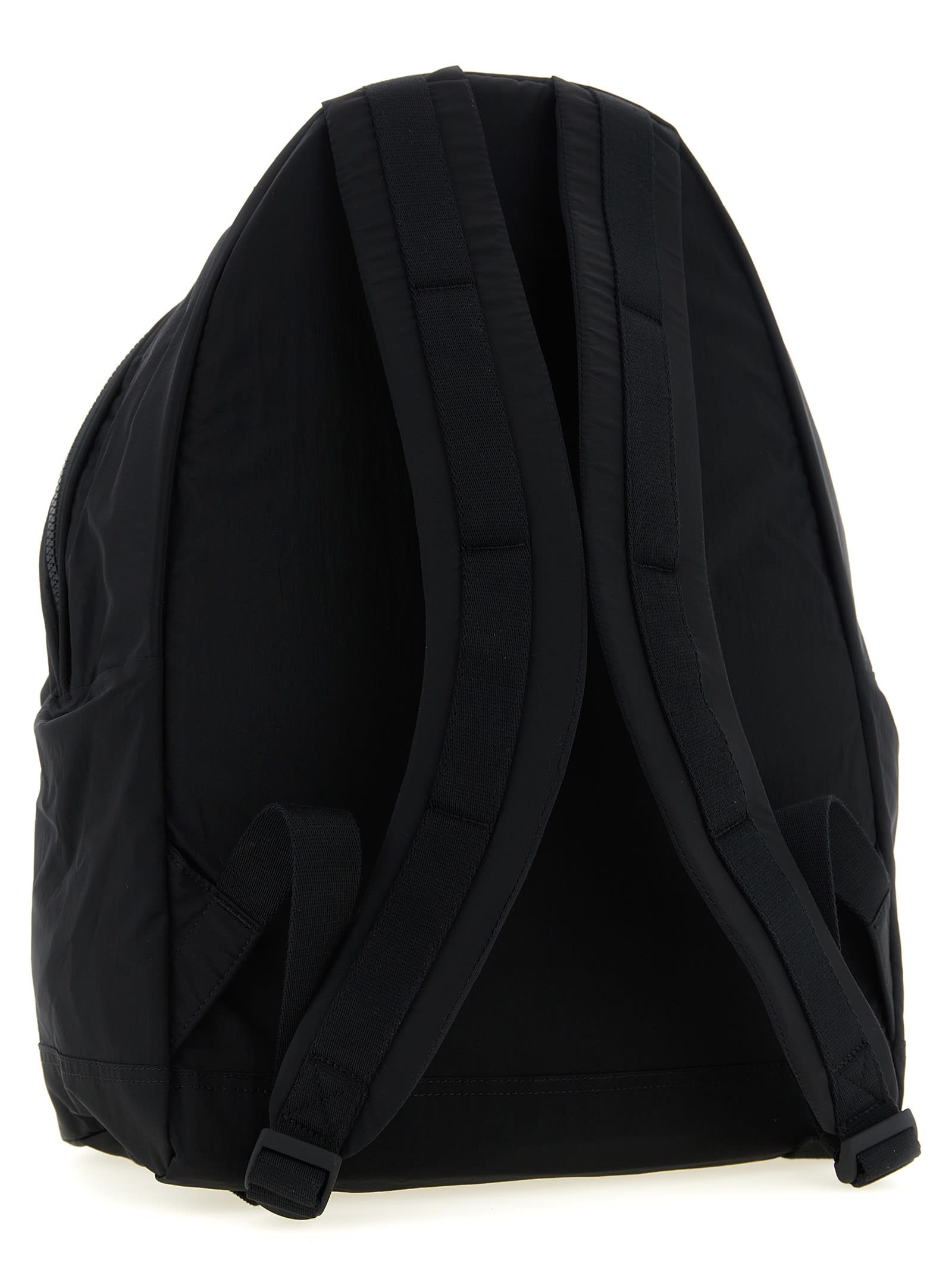 Stone Island Backpack Adjustable Straps Front Zip Pocket Top Handle In Black
