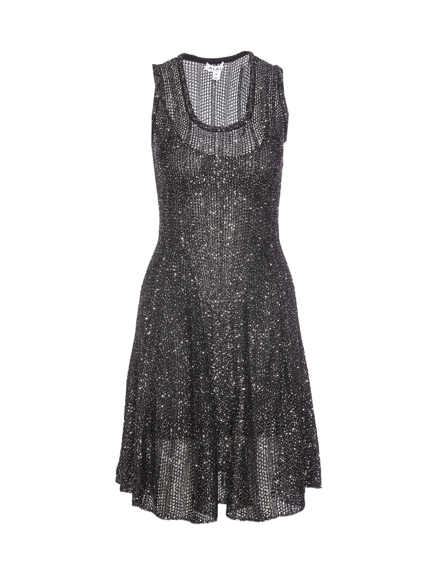 Alaïa Flared Hem Knit Dress In Grey