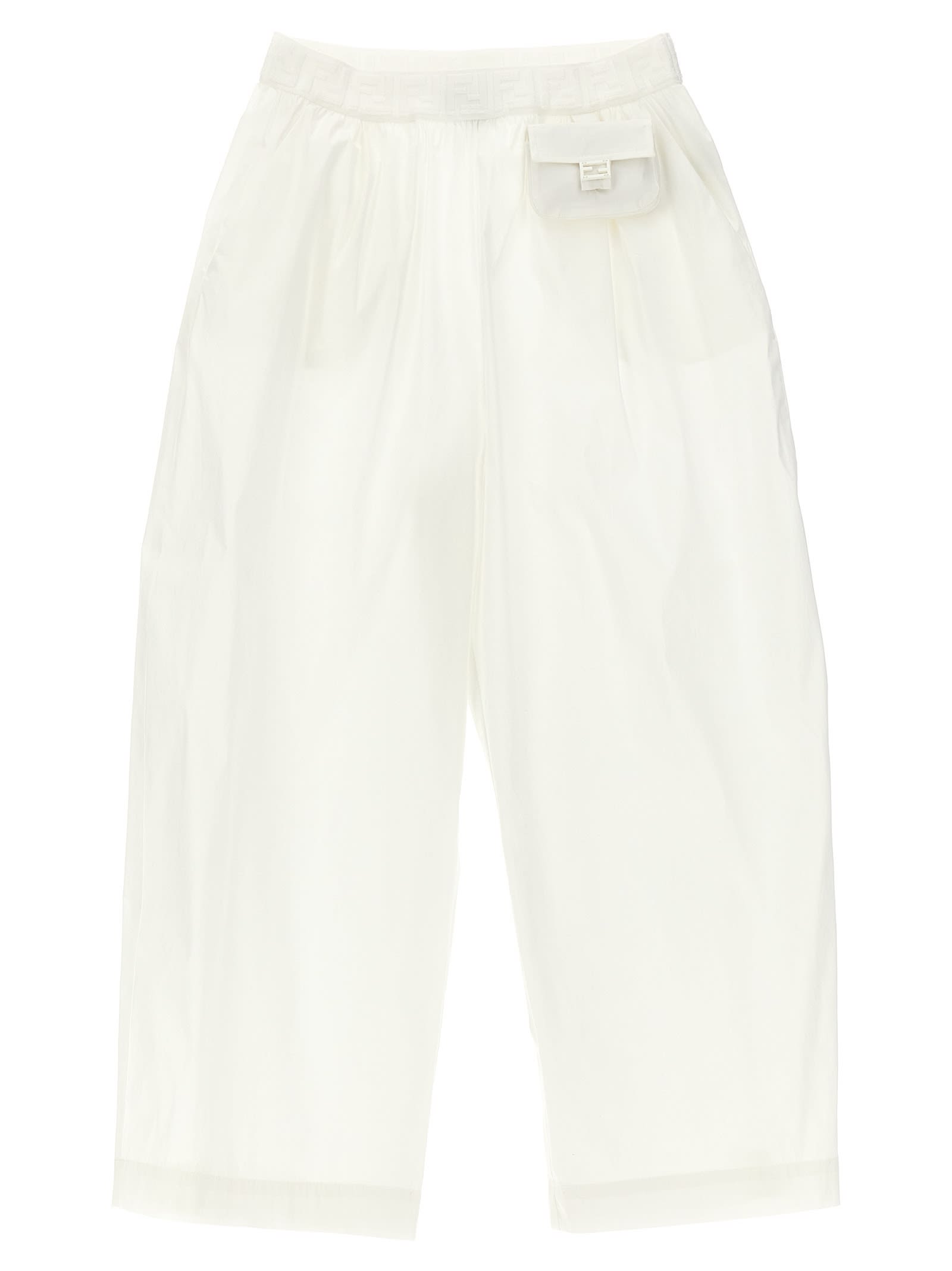 Fendi Kids' Logo Elastic Pants In White