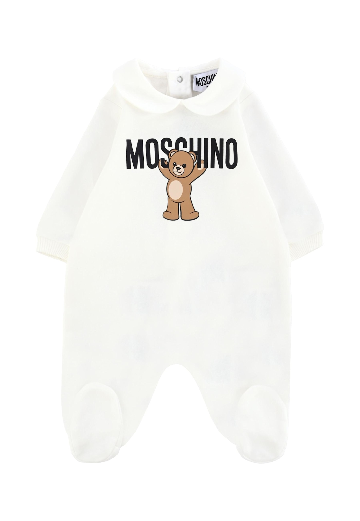 Moschino Ivory Babygrow For Baby Kids With Teddy Bear In White