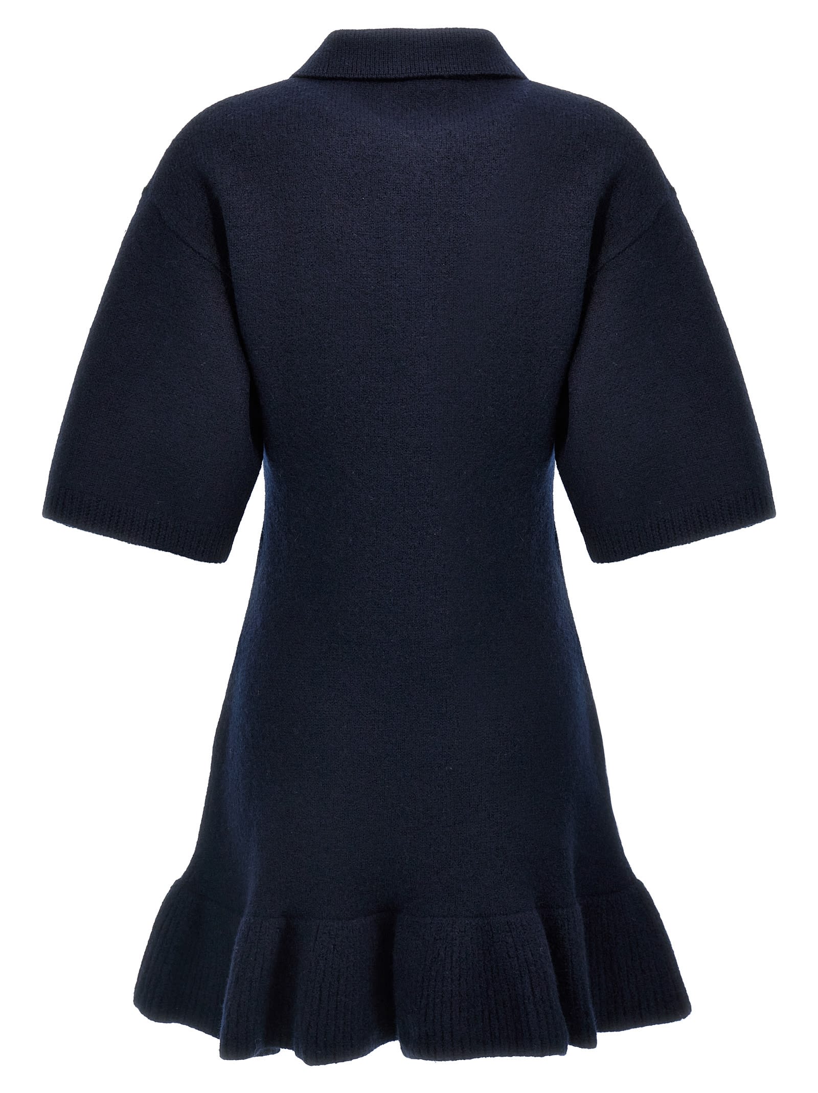 Shop Ganni Boiled Wool Mini Dress In Blue