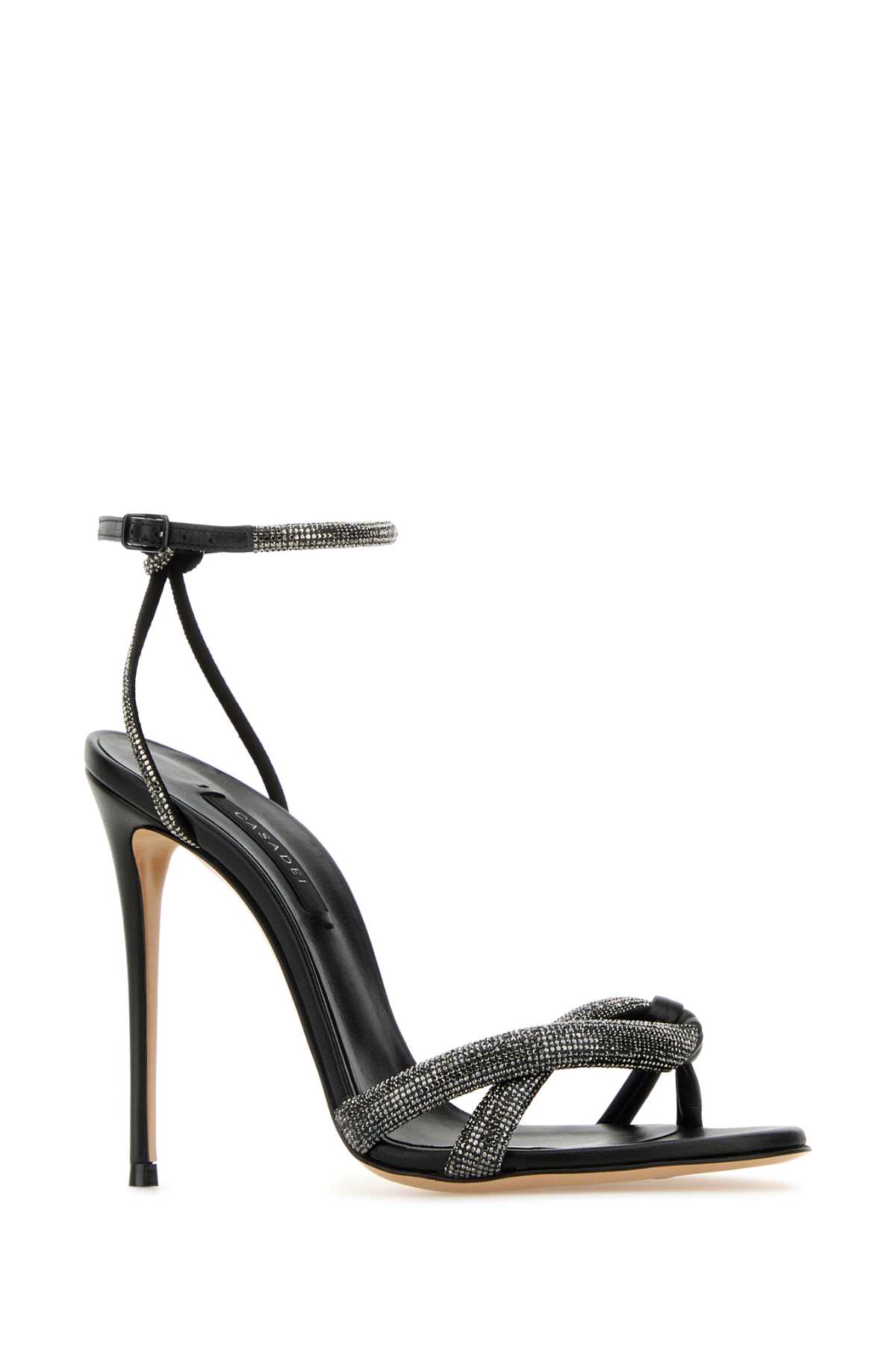 Shop Casadei Black Leather Taylor Sandals In Nero