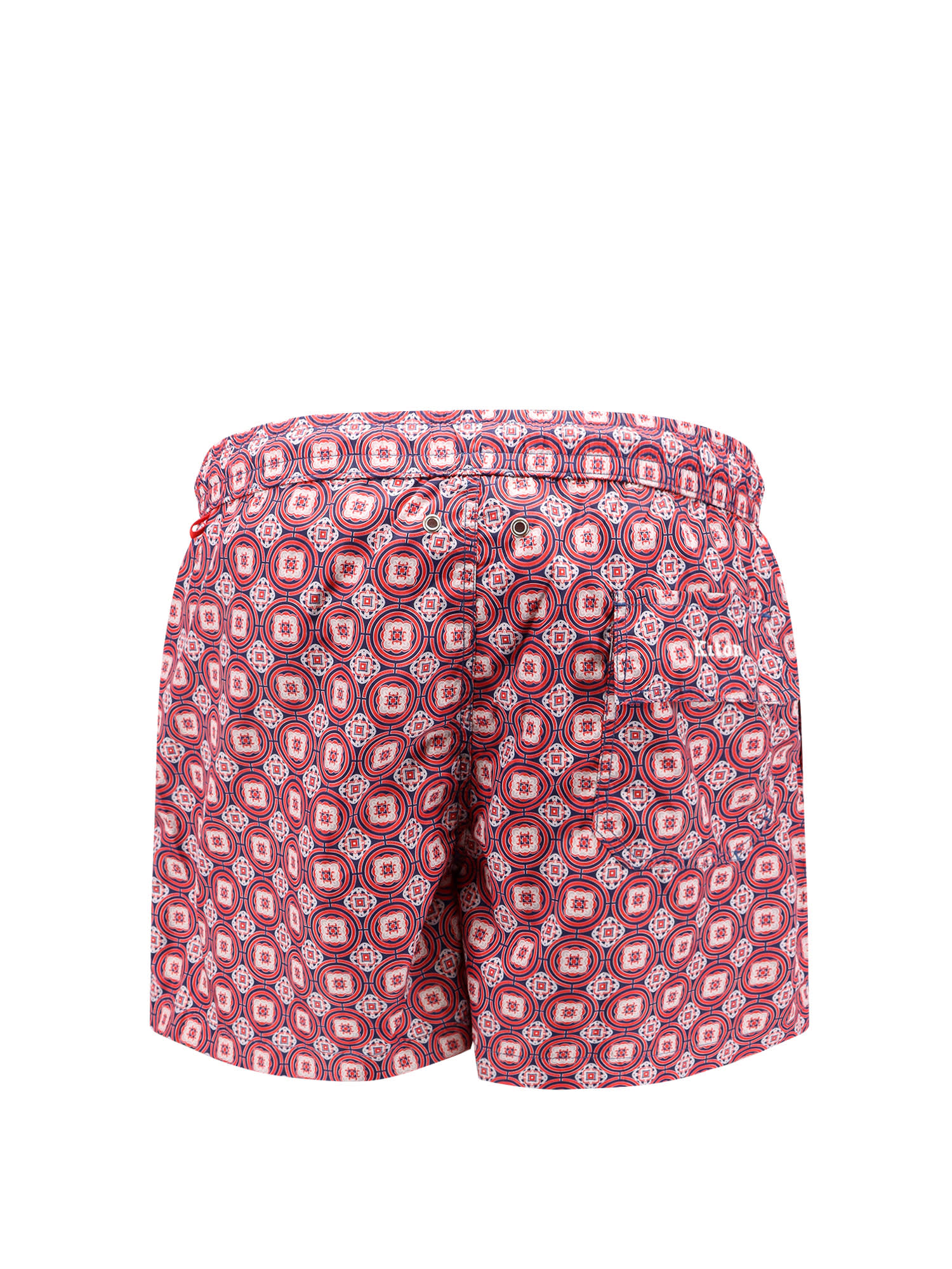 KITON NYLON SWIM TRUNK WITH ALL-OVER MAIOLICA PRINT