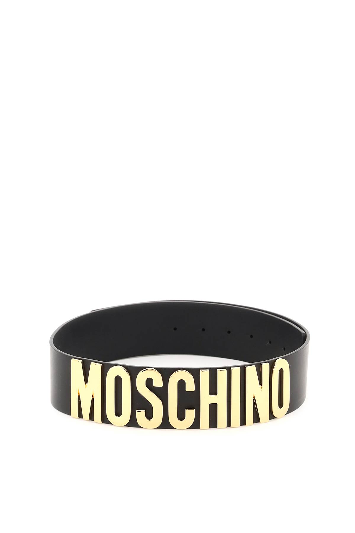 Moschino Logo Lettering Belt In Nero