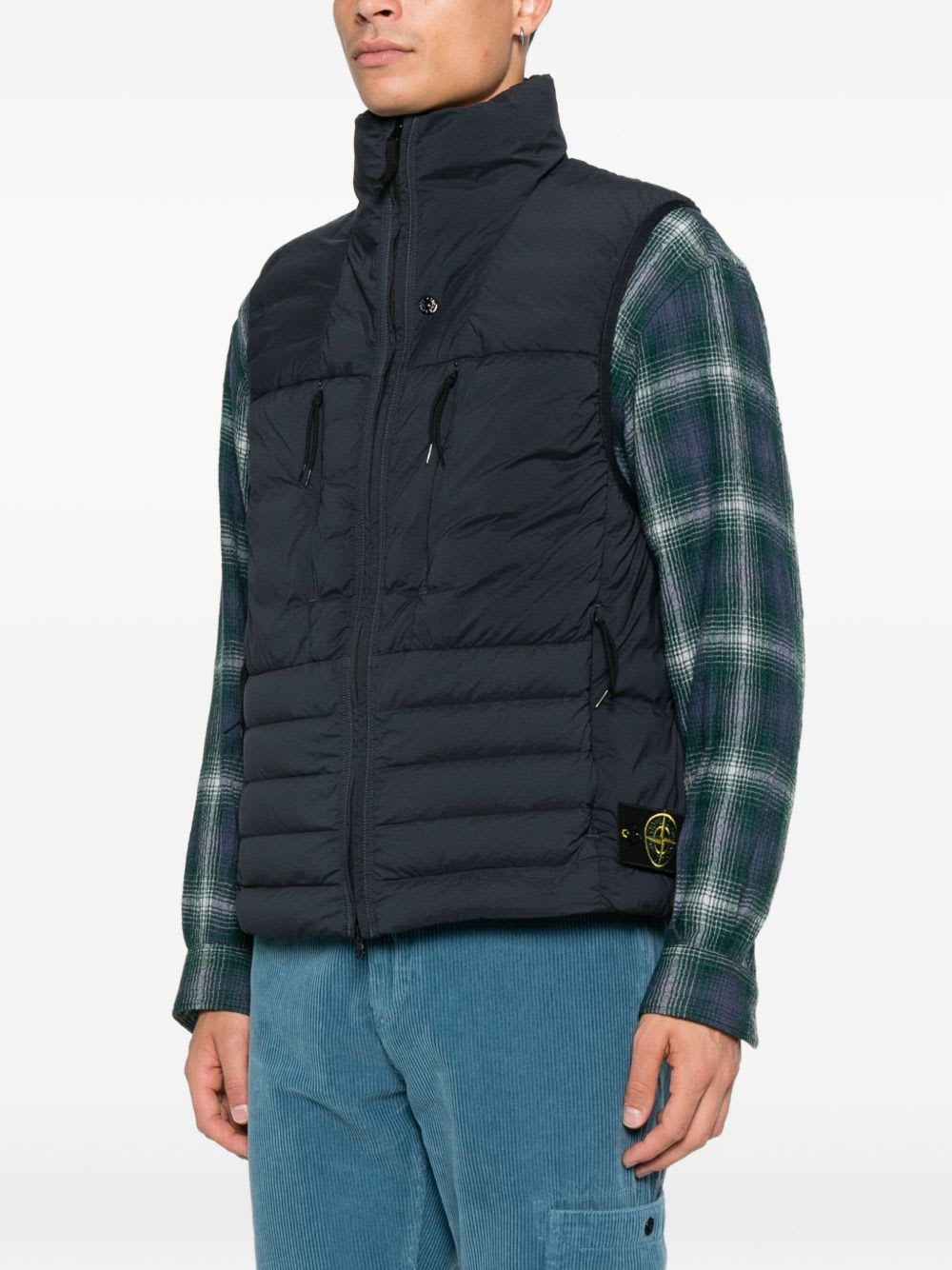 Stone Island Lightweight Sleeveless Padded Vest Pockets In Blue