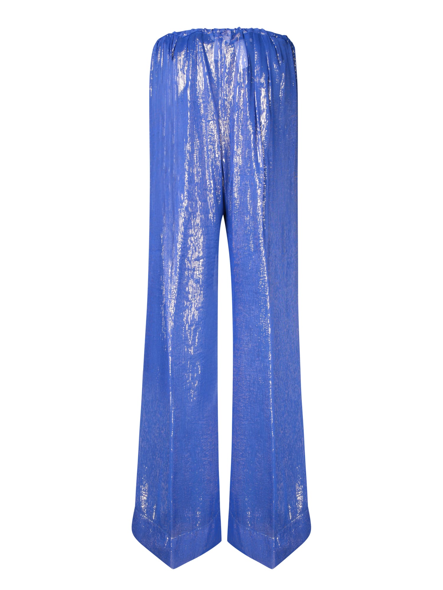 Shop Forte Forte Celeste Chiffon Lurex Pants In Blue