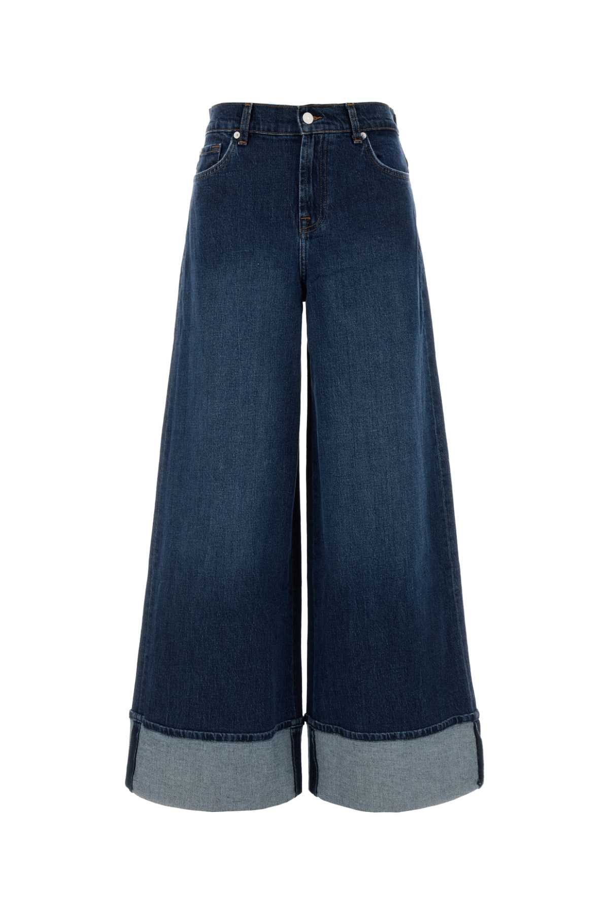 Stretch Denim Marine Wide-leg Jeans